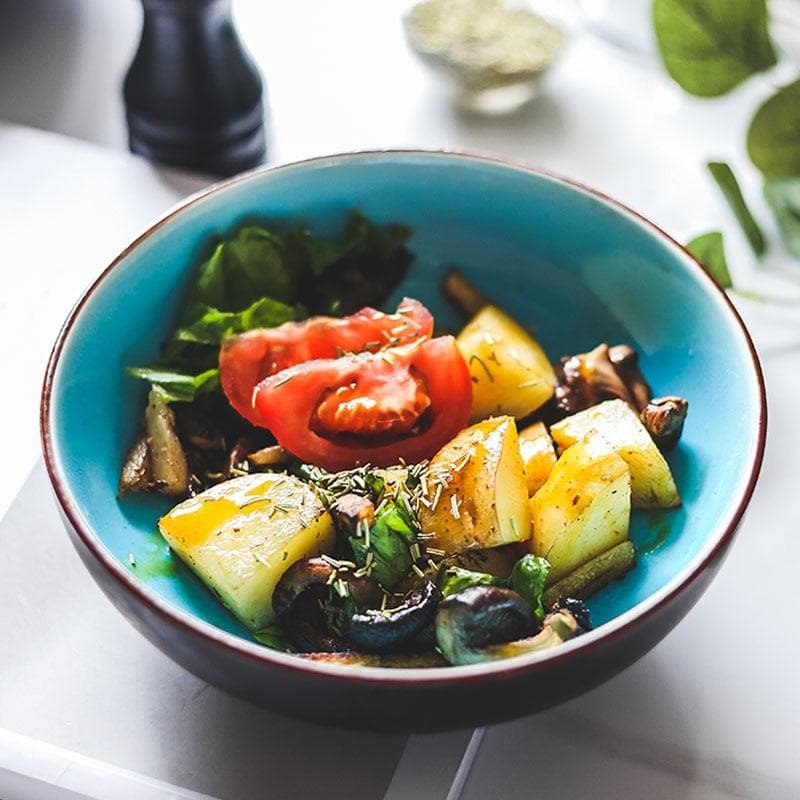 Premium Lakeside Stoneware Bowls - Handcrafted Ceramic Serving Bowls for Soup, Salad & Pasta - Elegant Dinnerware for Home, Restaurant & Outdoor Dining