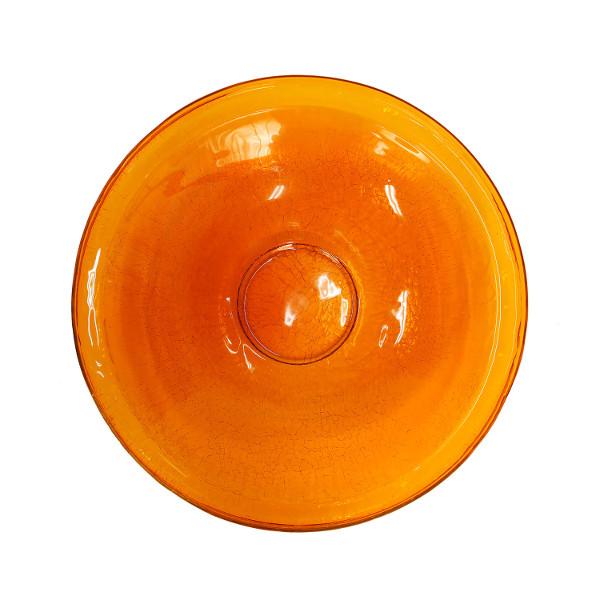 Handmade Mandarin Crackle Glass Birdbath Bowl - Outdoor Garden Decoration for Birds & Wildlife - Perfect for Patio, Yard & Backyard Bird Watching