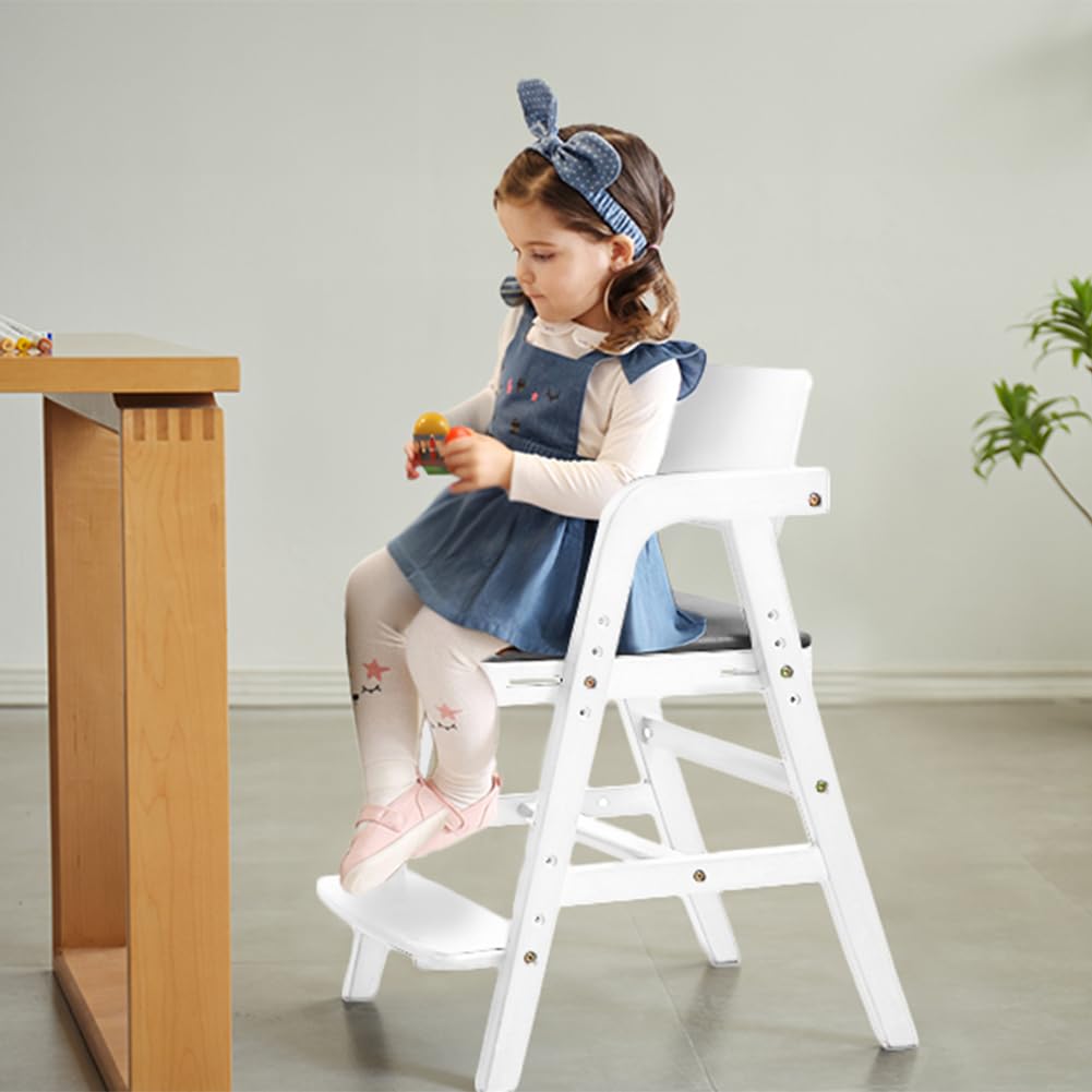 Premium Solid Wood Toddler High Chair - Adjustable Height Growing Chair for Kids, Convertible Dining & Study Chair - Perfect for Mealtime, Learning & Play