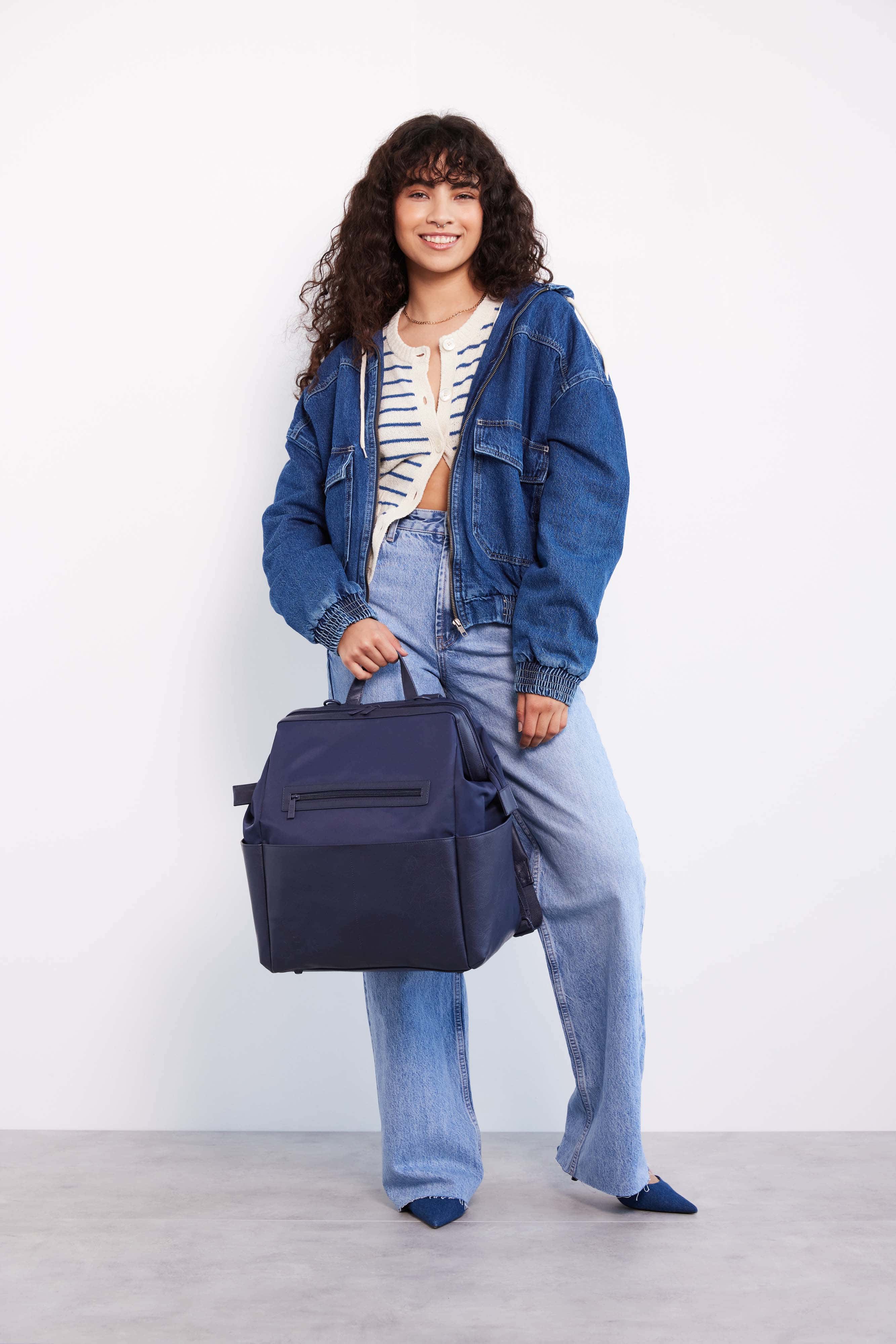 Premium Navy Blue Diaper Backpack - Waterproof, Spacious & Stylish Baby Essentials Bag for Travel, Daycare & On-the-Go Parents