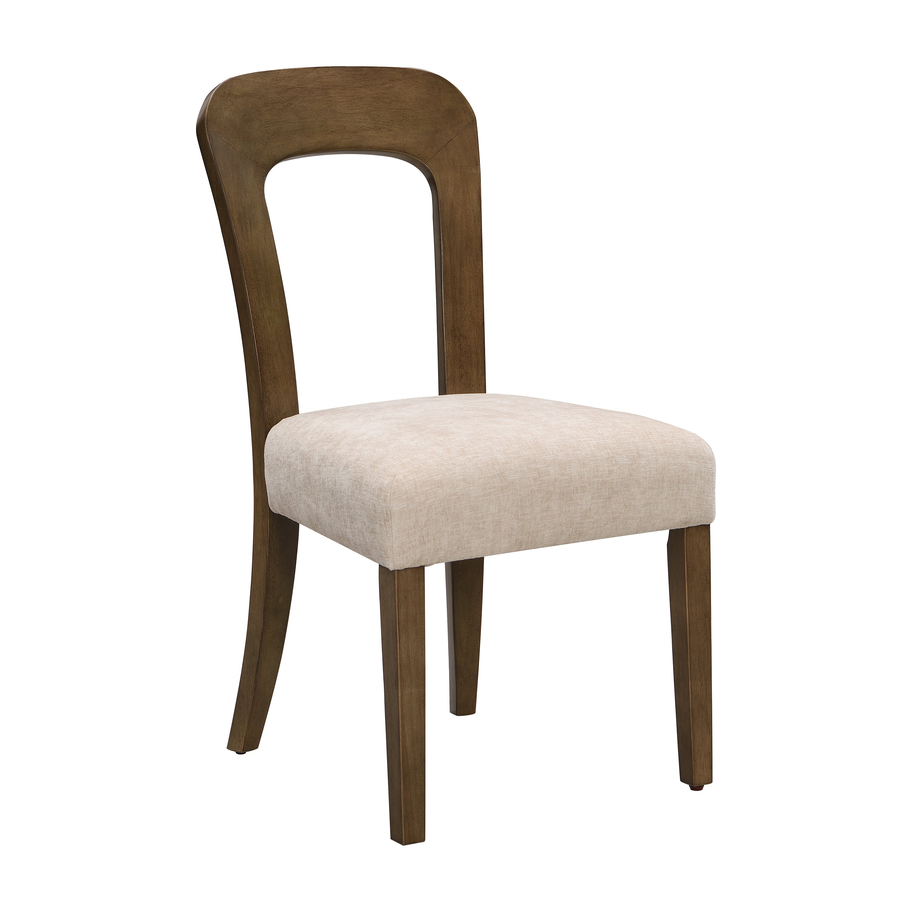 Set of 2 Upholstered Dining Chairs with Beige Fabric & Light Brown Rubber Wood Legs - 330 LBS Capacity - Perfect for Kitchen, Dining Room, Breakfast Nook & Small Space Decor