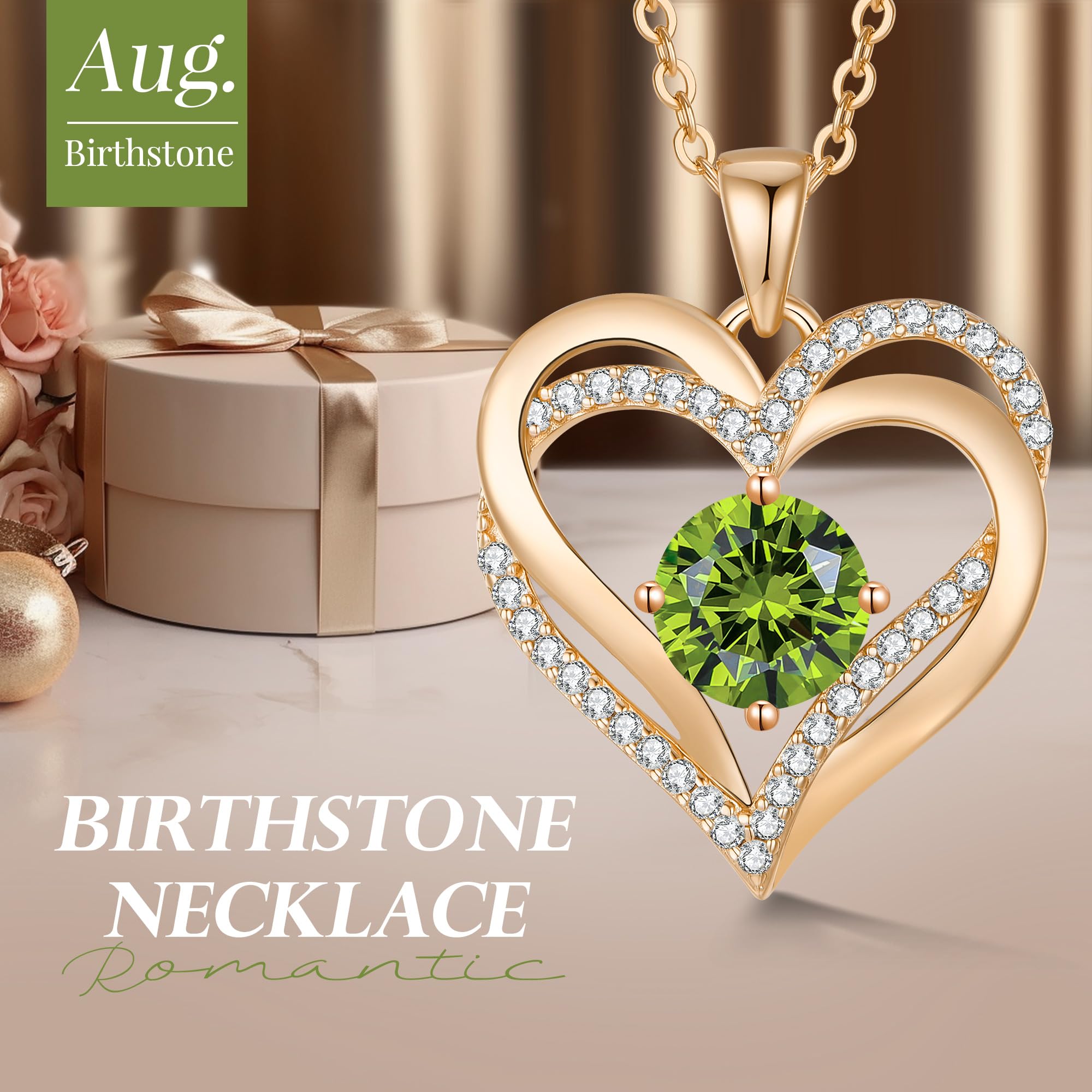LOUISA SECRET Love Heart Birthstone Necklace for Women - 925 Sterling Silver Pendant Jewelry | Perfect Birthday Gift, Anniversary Present for Wife, Mother's Day Gift | Ideal for Romantic Occasions, Special Celebrations & Everyday Wear