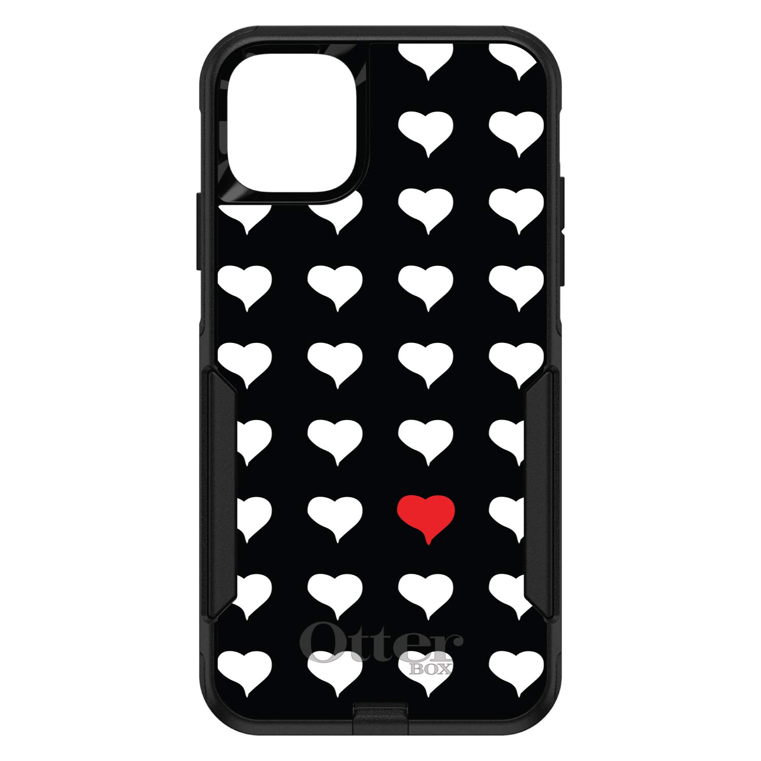 DistinctInk iPhone 12/12 Pro Case (6.1 Inch) - Durable Protective Phone Cover with Red White Black Heart Pattern - Slim Shockproof Replacement for OtterBox Commuter - Perfect for Work, Travel & Everyday Use
