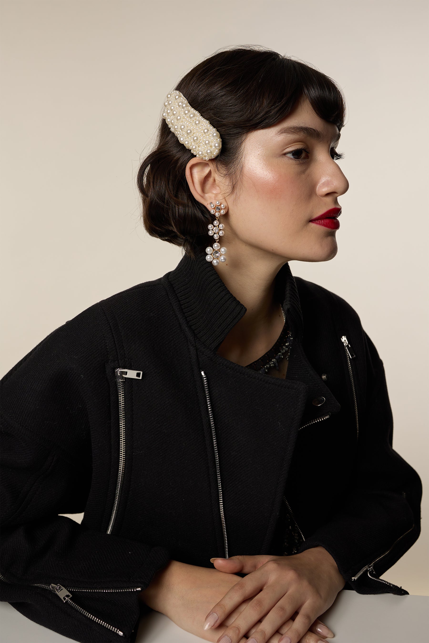 Hannah Floral Pearl Triple Drop Earrings for Women - Elegant Dangling Pearl Jewelry for Wedding, Party & Special Occasions
