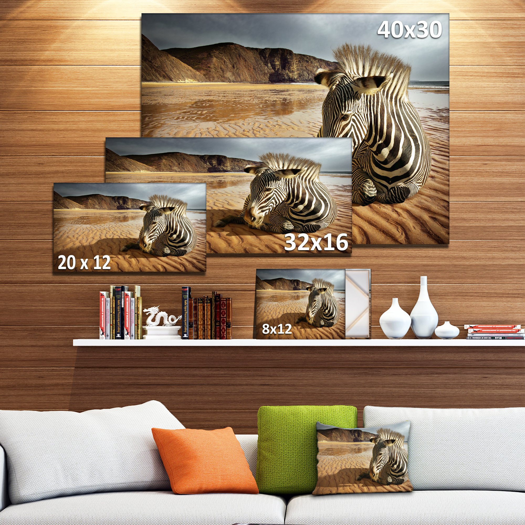 Zebra Wildlife Photography Art Print - Stunning Beach Animal Wall Decor for Living Room, Bedroom & Office