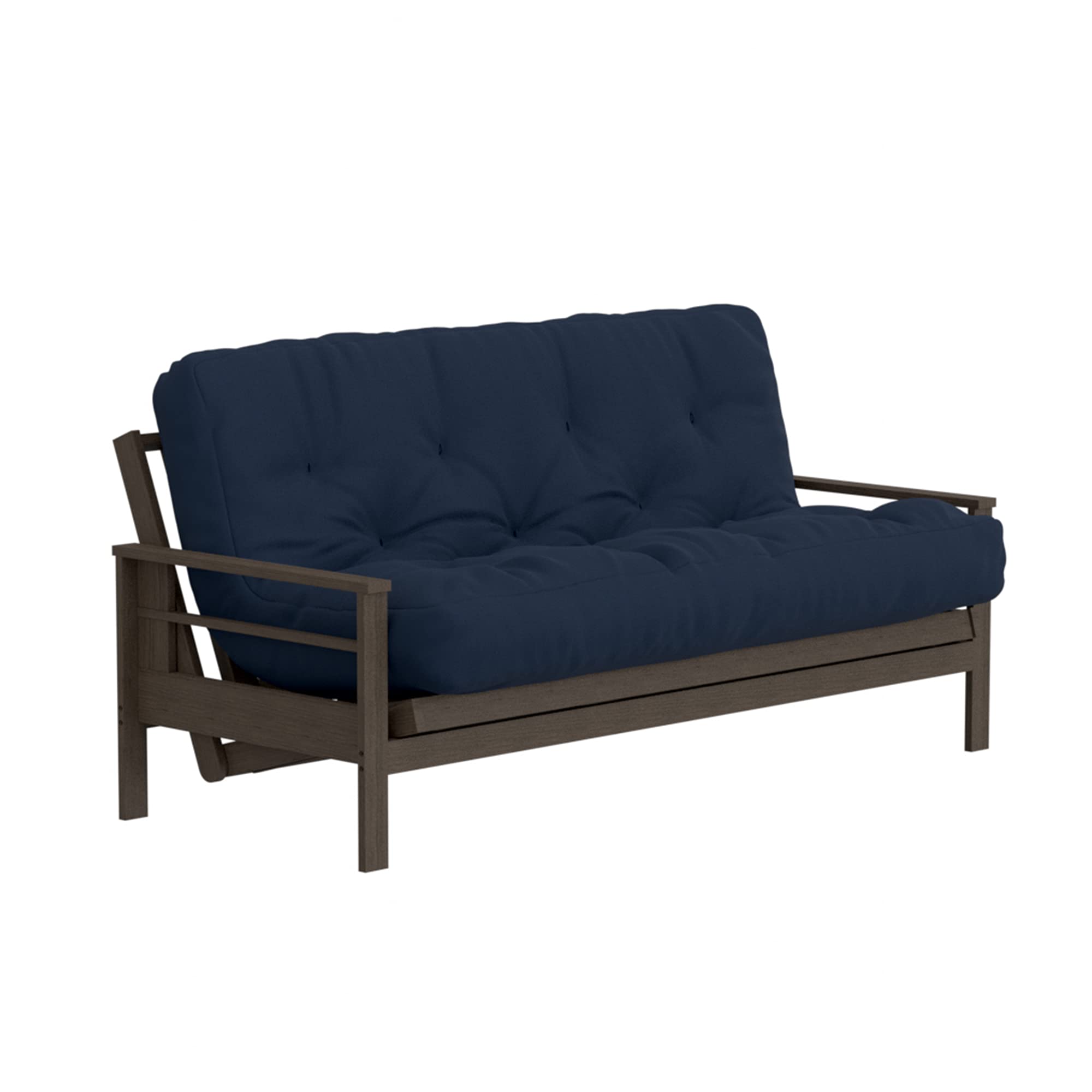 8 Inch Queen Size Foam Futon Mattress with Solid Navy Cover - CertiPUR-US Certified, Made in USA - Perfect for Guest Rooms, Small Spaces & Dorm Rooms - The Futon Factory Royal Sleep Collection (Frame Not Included)