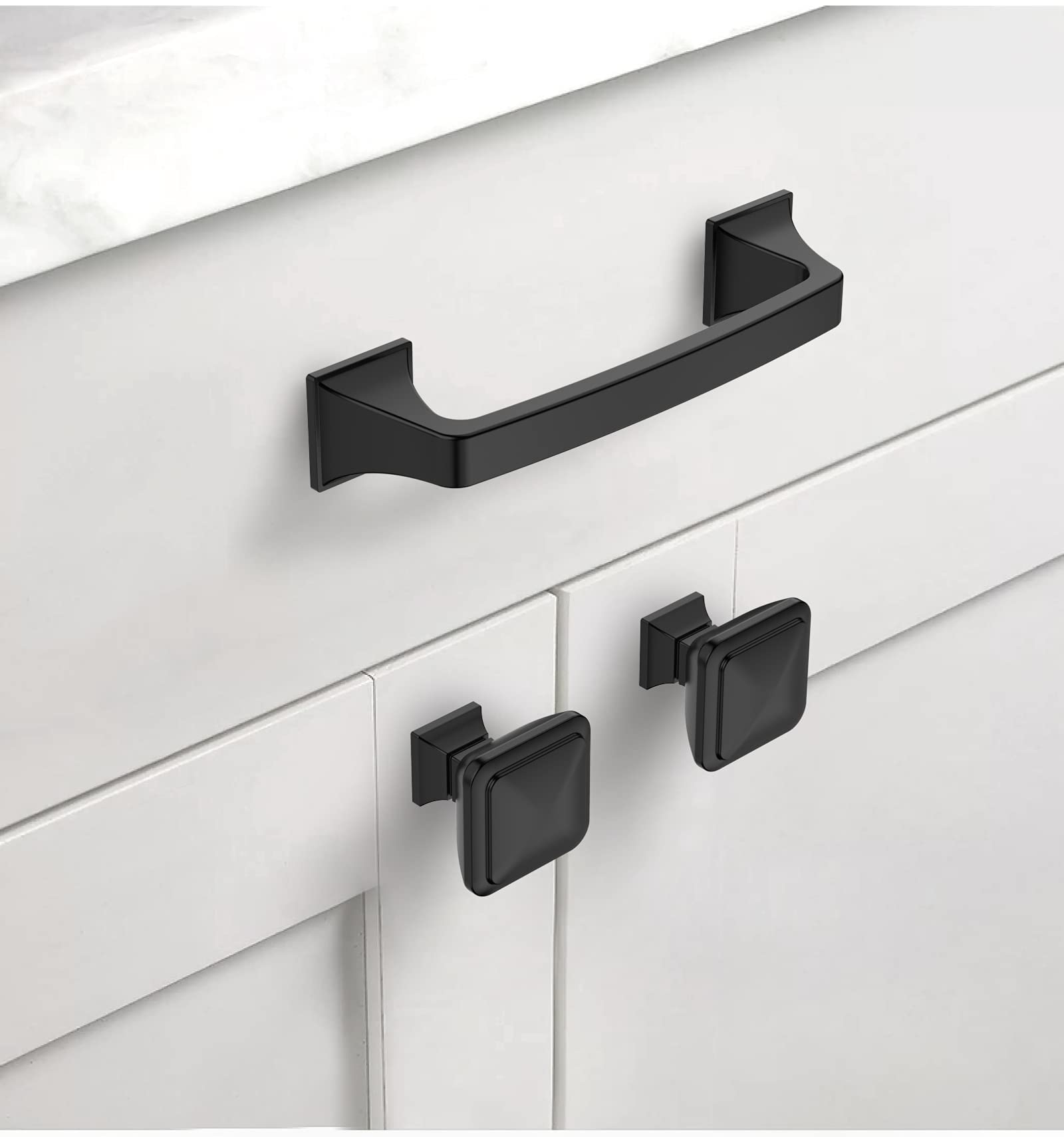 Asidrama 10 Pack 1-1/4 Inch Matte Black Cabinet Knobs - Zinc Alloy Drawer Pulls for Kitchen, Dresser, Bathroom & Furniture Hardware - Durable & Stylish Home Upgrade