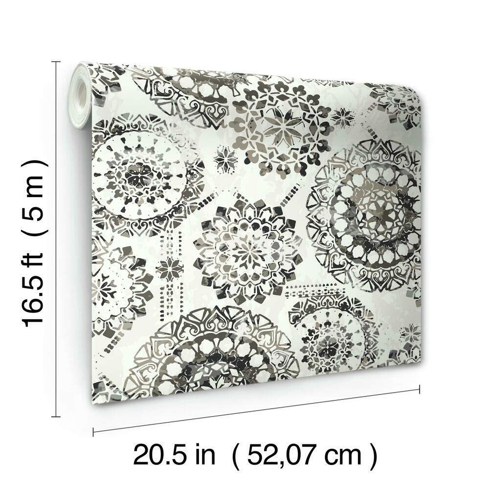 RoomMates Bohemian Medallion Peel and Stick Wallpaper - Self-Adhesive Removable Wall Decor for Bedroom, Living Room & Nursery - Easy DIY Home Decoration