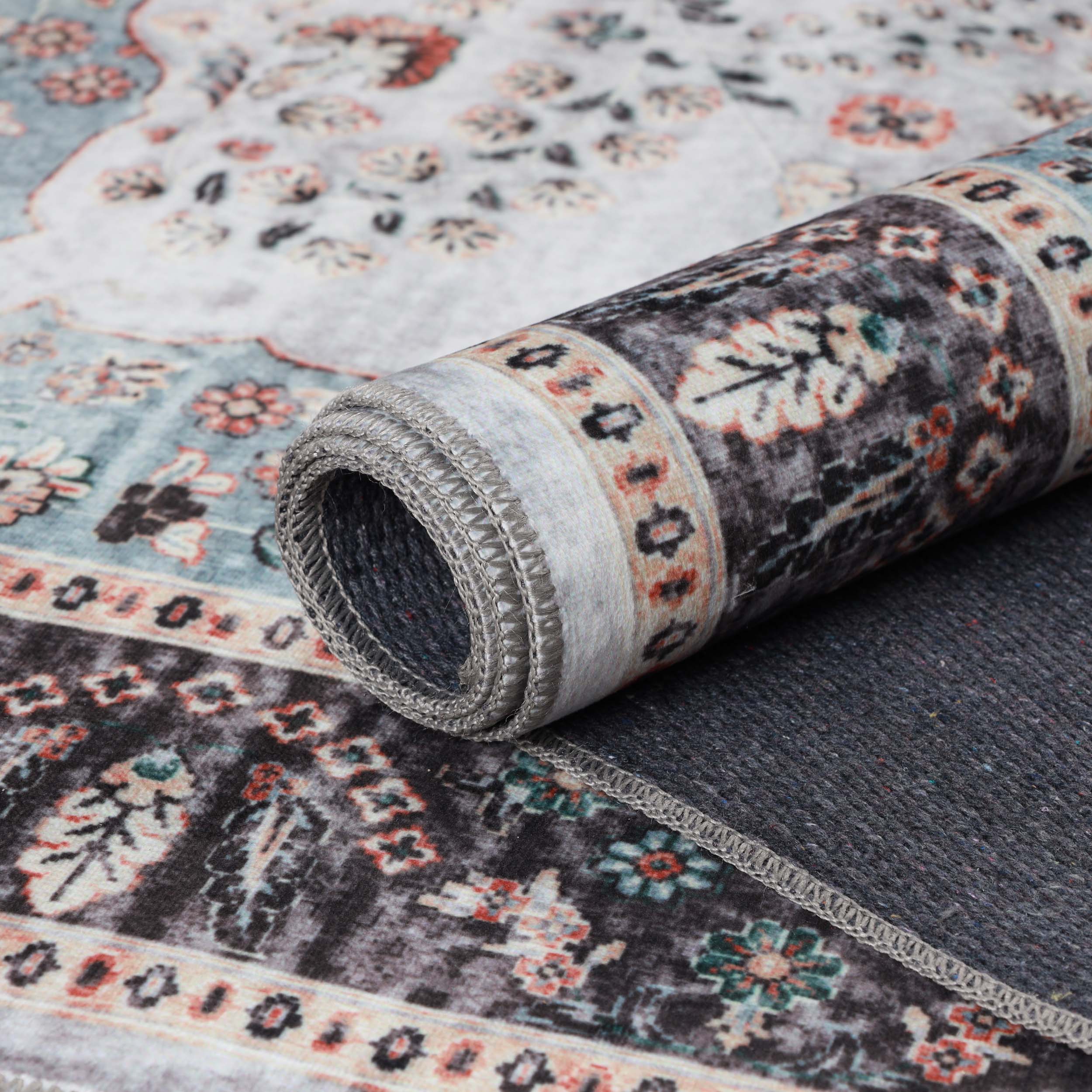 Machine Washable Sparrow Medallion Indoor Area Rug - Non-Slip Soft Living Room Carpet Runner for Bedroom, Hallway & Entryway Decor