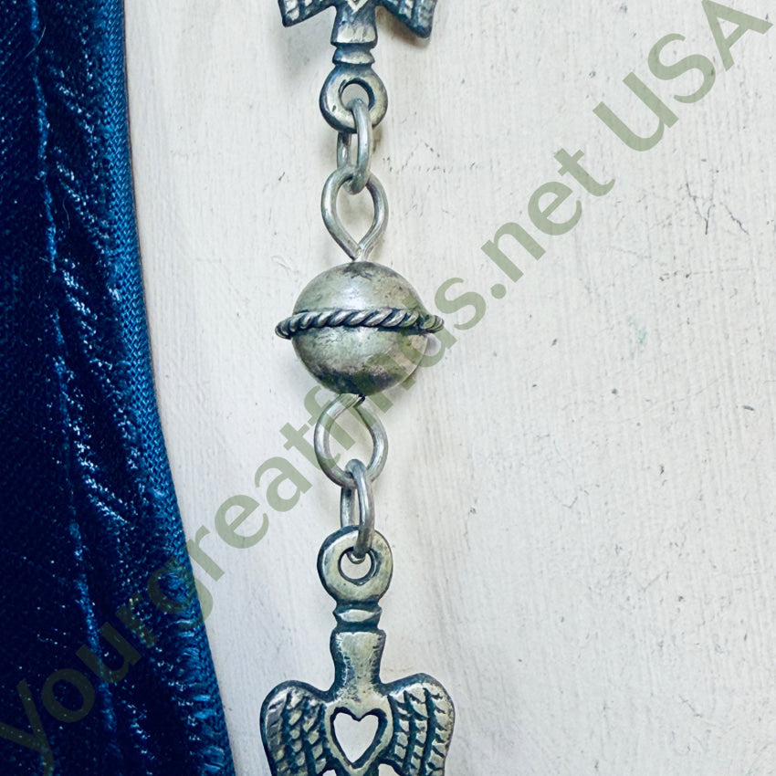 Vintage Mexico Sterling Silver Yalalag Cross Beaded Necklace - Handmade Mexican Jewelry for Women, Boho Chic Cross Pendant Necklace - Perfect for Gifts, Parties, and Everyday Wear
