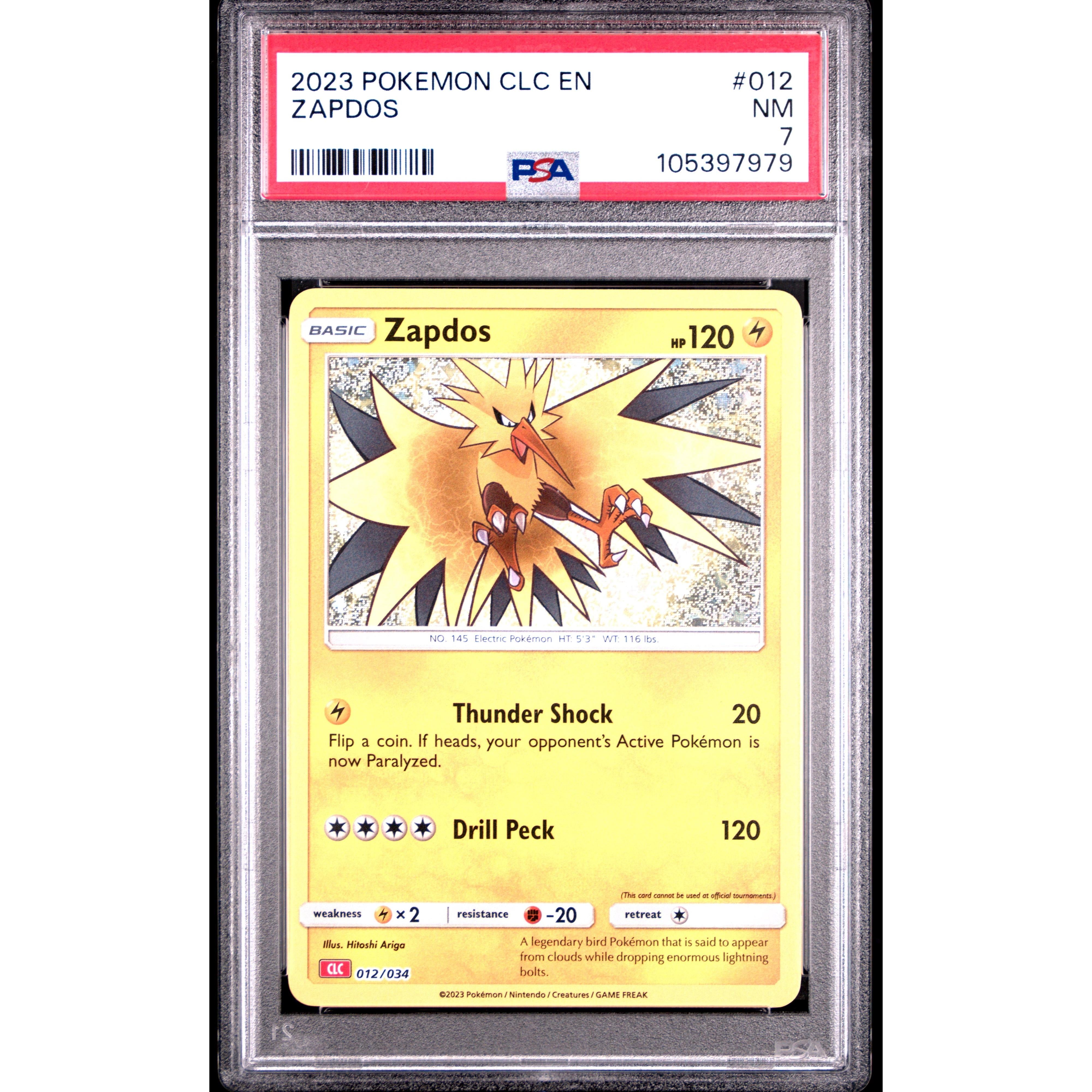 2023 Pokemon Classic Collection Zapdos 012/034 PSA 7 Graded Card - Rare Trading Card Game Collectible for Pokemon Fans & Investors | Perfect for Display, Gifts, and TCG Battles