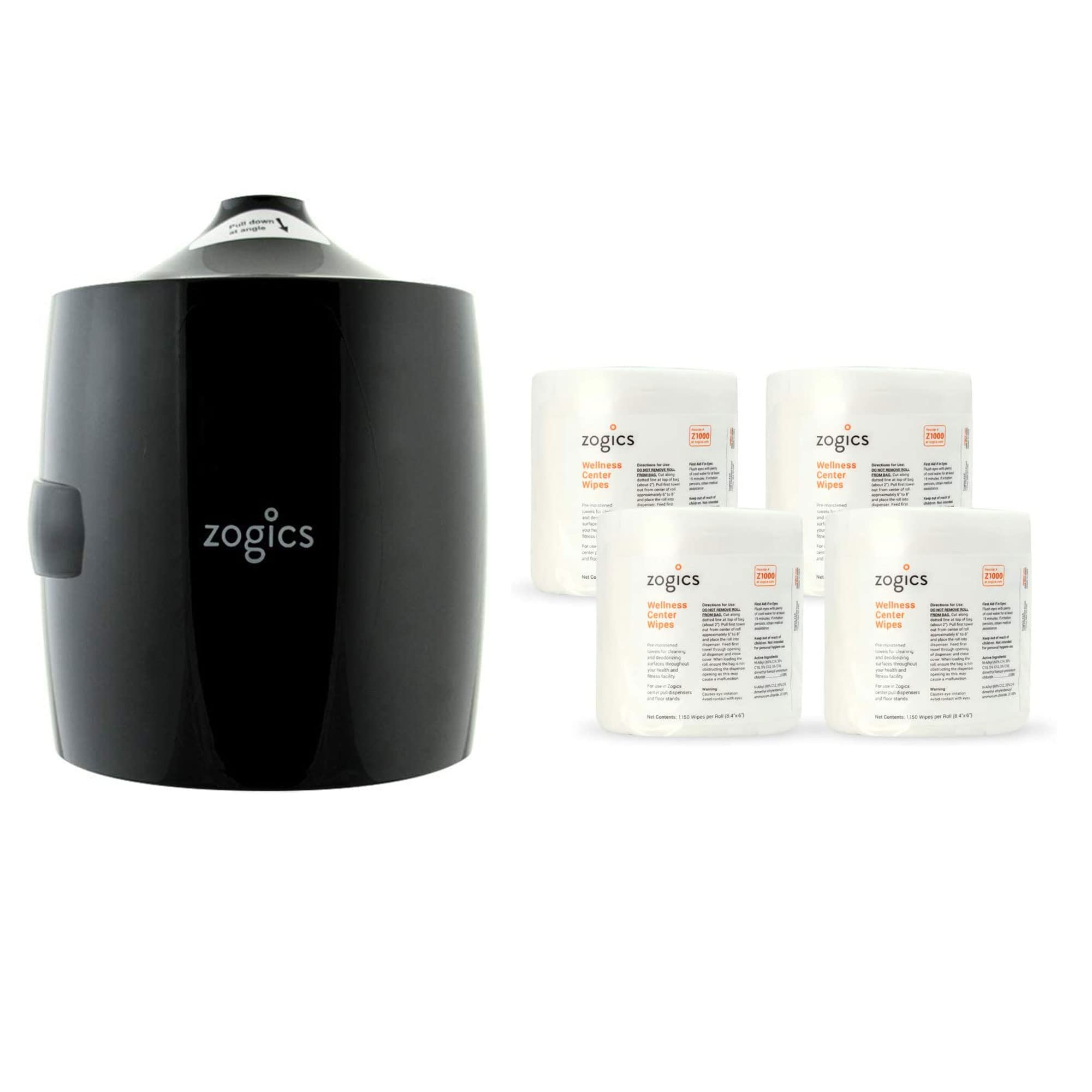 Zogics No-Touch Wall Mounted Wellness Wipes Dispenser with Cleaning Wipes - Easy Installation for Quick Access to Sanitizing Wipes | Perfect for Gyms, Spas, and Wellness Centers