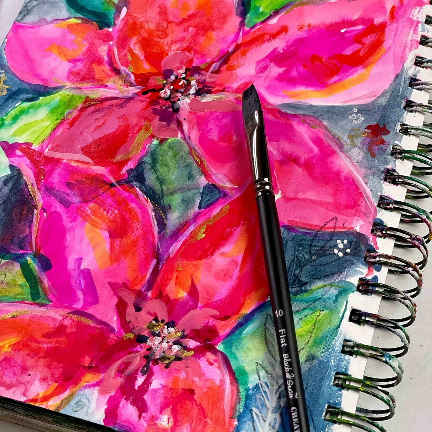 Premium Black Swan Synthetic Red Sable Filbert Paint Brushes - Set of 5 Professional Artist Brushes for Oil, Acrylic & Heavy Body Media - Long Handle Design for Comfort & Control - Perfect for Canvas Painting, Portrait Work & Fine Art Techniques