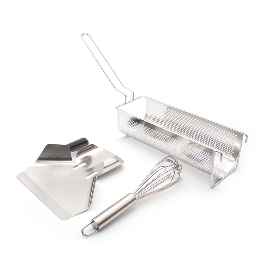 Stainless Steel Manual Potato Chips & French Fries Maker - Handheld Extruder for Homemade Fries, Hash Browns & Mashed Potatoes | Perfect for Kitchen, Camping & Fast Food Snacks