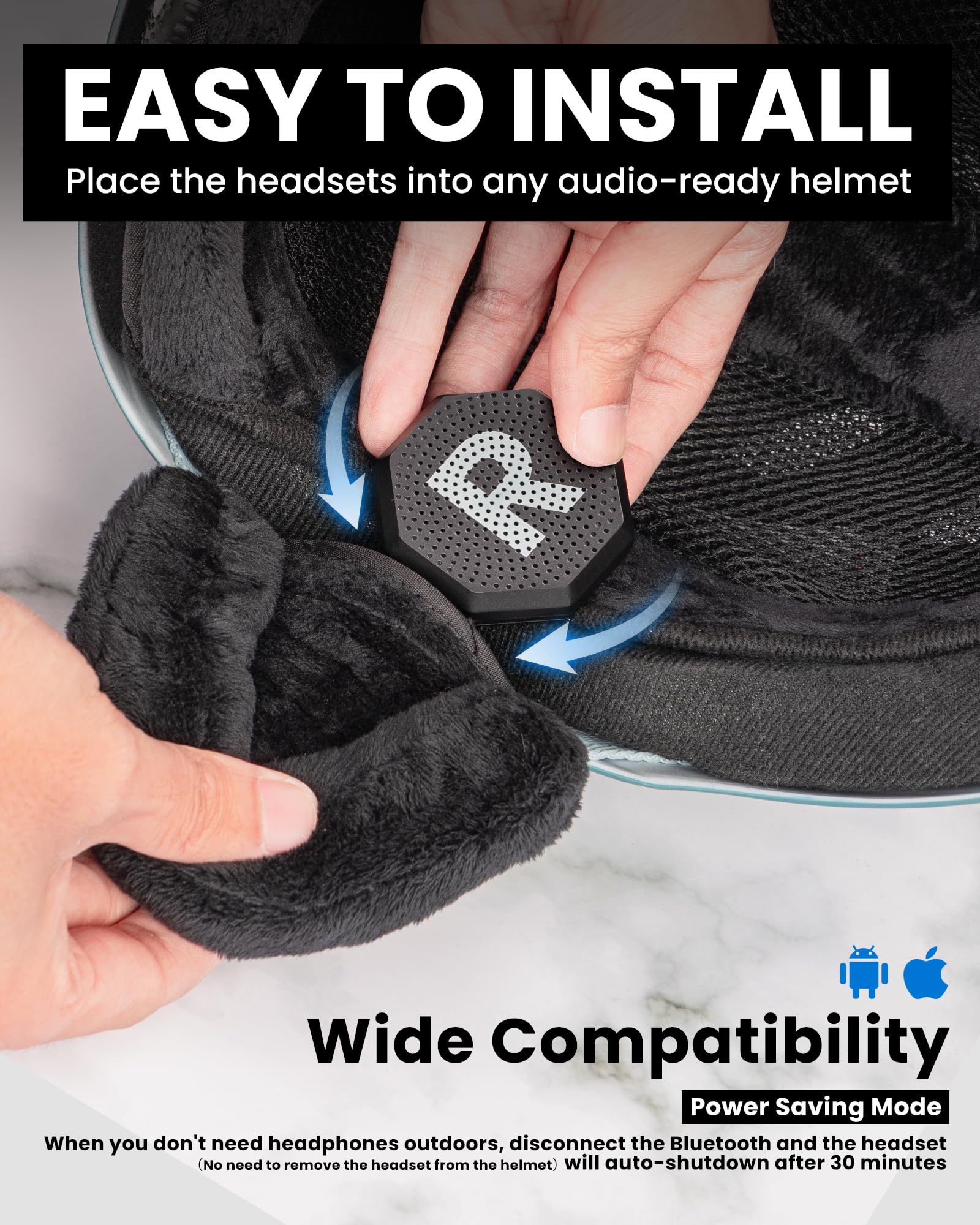 OutdoorMaster Ski Helmet Headphones - True Wireless Bluetooth Headset with Charging Case, Built-in HD Speaker Chip, Compatible with All Audio Ready Snowboard & Ski Helmets | Perfect for Skiing, Snowboarding & Winter Sports