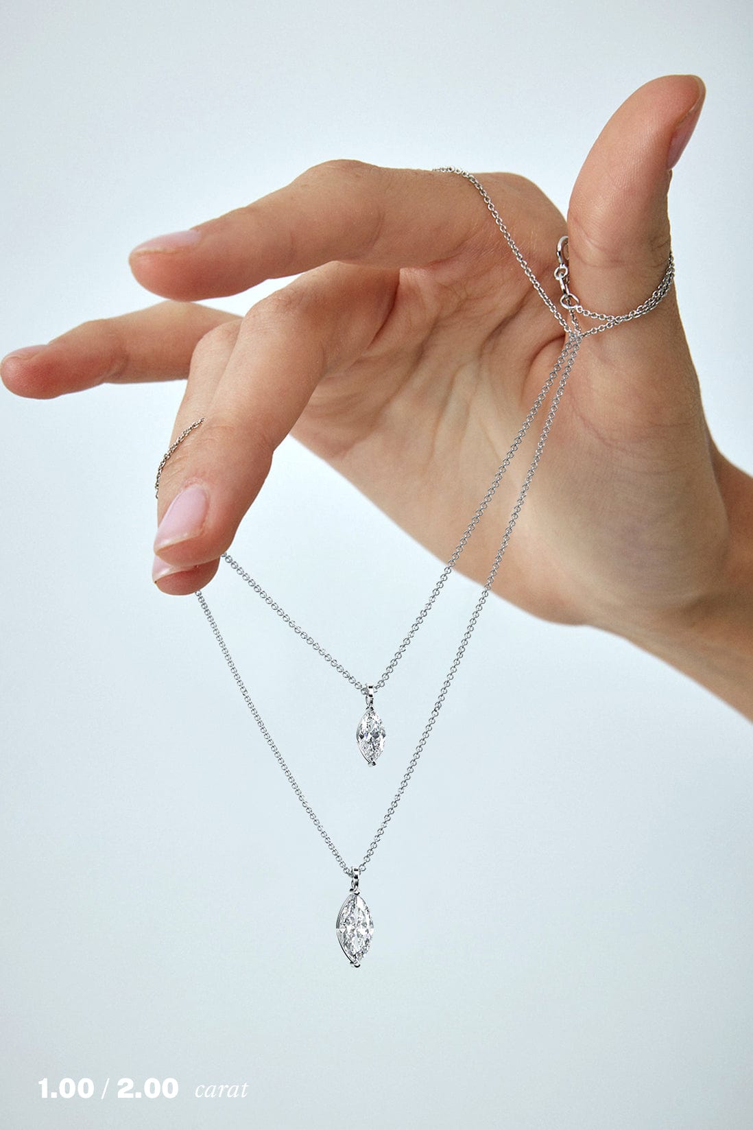 2 Carat Marquise Cut Diamond Pendant Necklace - 14K White Gold Solitaire Jewelry for Women - Perfect for Anniversary Gifts & Special Occasions