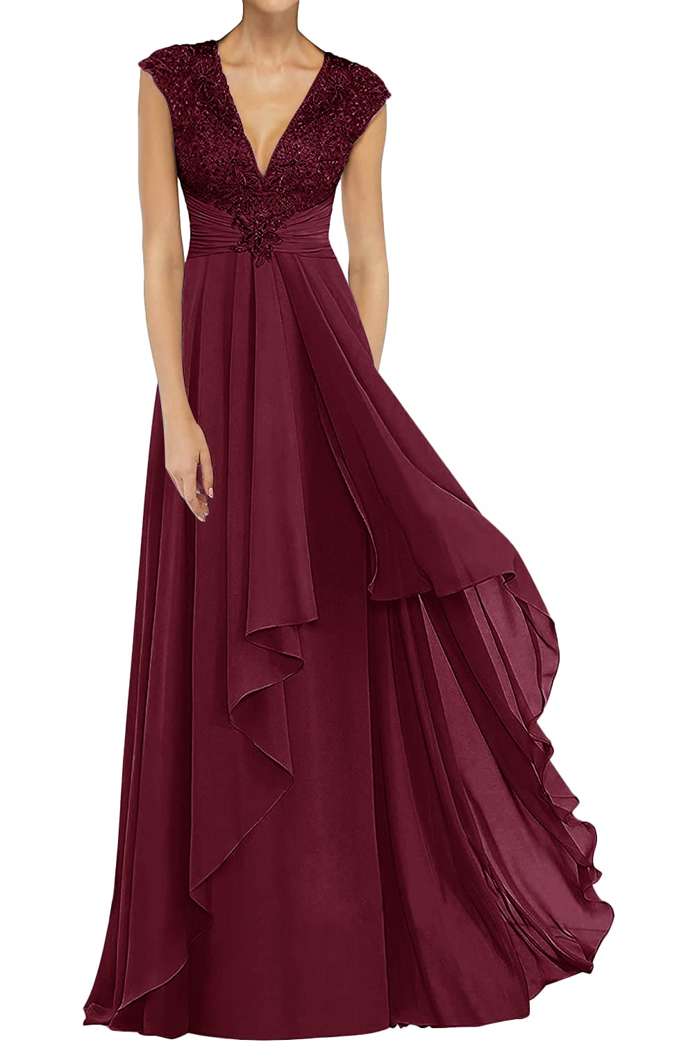 Elegant Chiffon Mother of the Bride Dresses with Lace Details - Long Evening Gowns for Wedding Guests & Special Occasions | Perfect for Formal Events, Ceremonies & Anniversary Celebrations