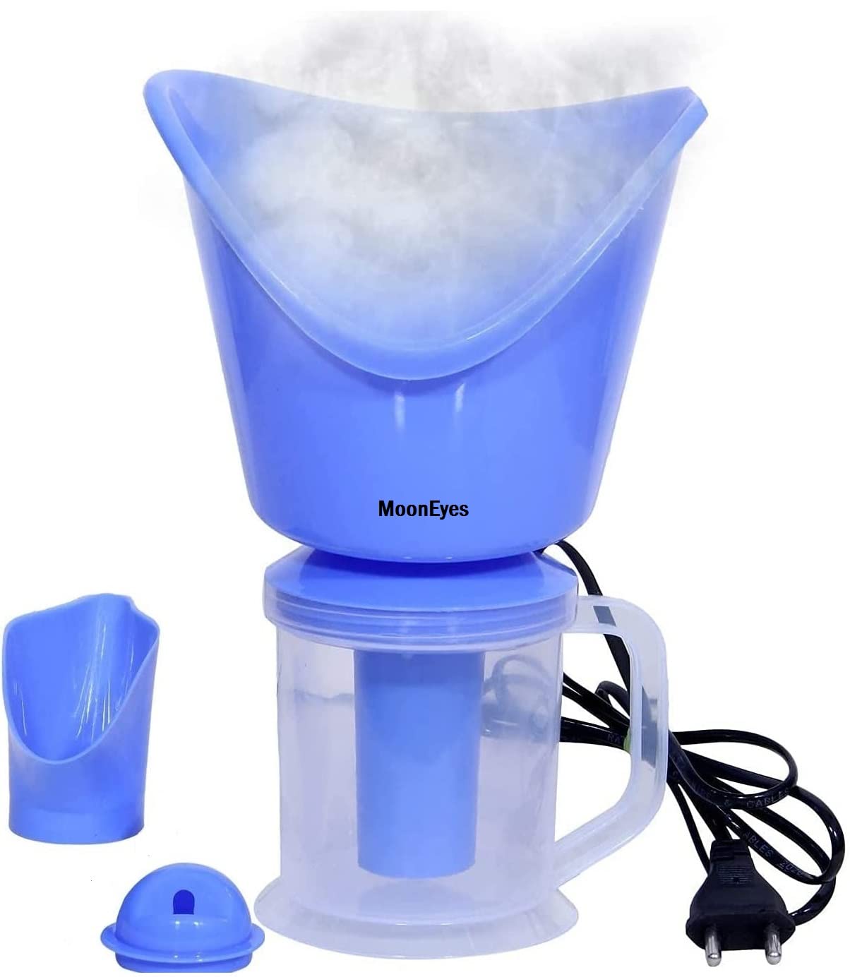 MoonEyes 3-in-1 Steam Vaporizer | Facial Steamer, Cough Relief & Garment Steamer | Portable Light Blue Steam Inhaler for Home Spa, Cold Treatment & Fabric Care