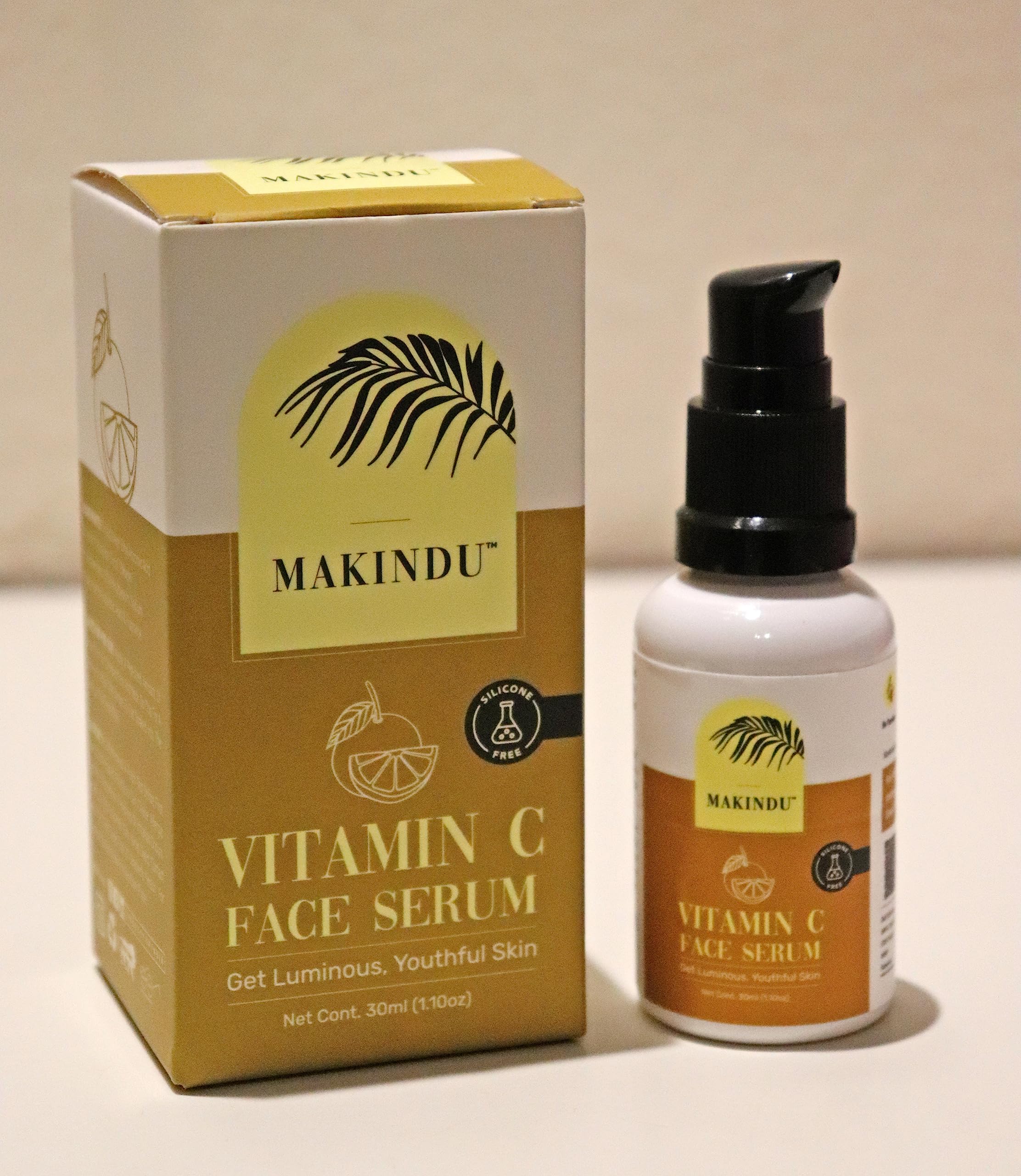 MAKINDU COSMETICS Vitamin C Face Serum for Glowing Skin & Dark Spot Treatment - 50x Vitamin C Boost, Fragrance Free, 30ml | Brightening Serum for Daily Skincare Routine & Anti-Aging