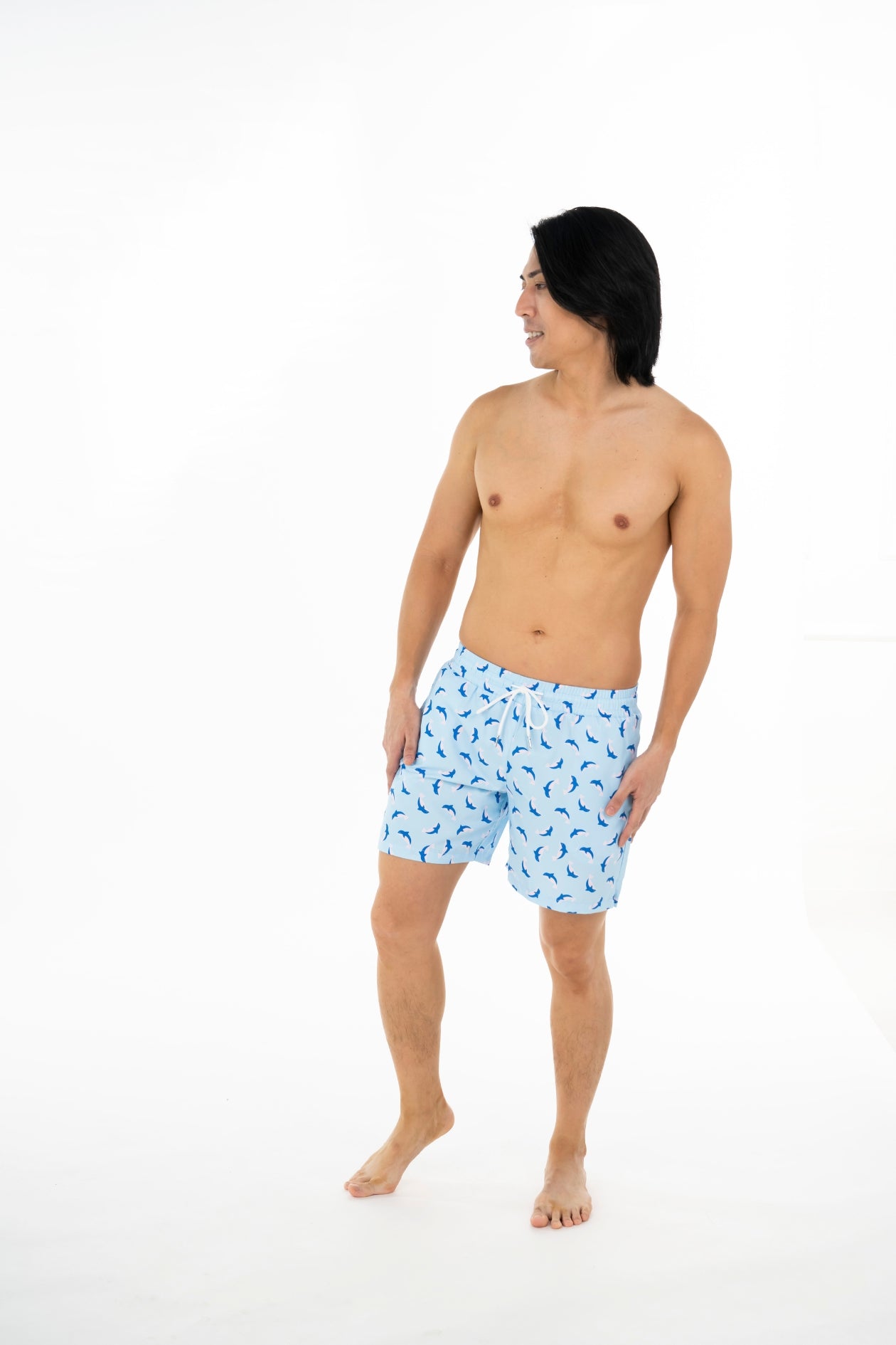 Southport Men's Quick-Dry Swim Trunks with Dolphin Print - Comfortable Beach Shorts for Swimming, Surfing & Vacation