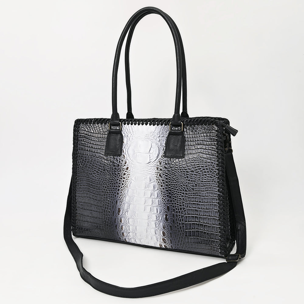 American Darling ADBG1422 Genuine Leather Women's Tote Bag - Crocodile Embossed Western Style Handbag Purse for Work, Travel & Everyday Use