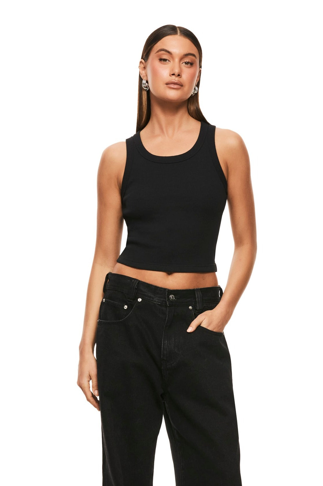 Polly Black Tank Top for Women - Soft & Stretchy Sleeveless Shirt - Perfect for Summer, Gym, Yoga, and Casual Wear