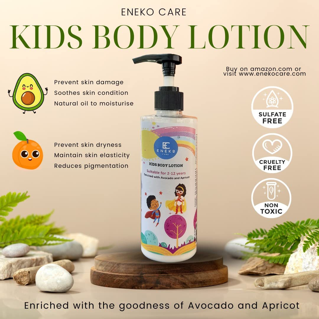 Eneko Care Kids Body Lotion - Gentle Moisturizing Face & Body Cream for Children with Hydration & Skin Brightening | Ideal for Daily Use, After Bath & Dry Skin Care