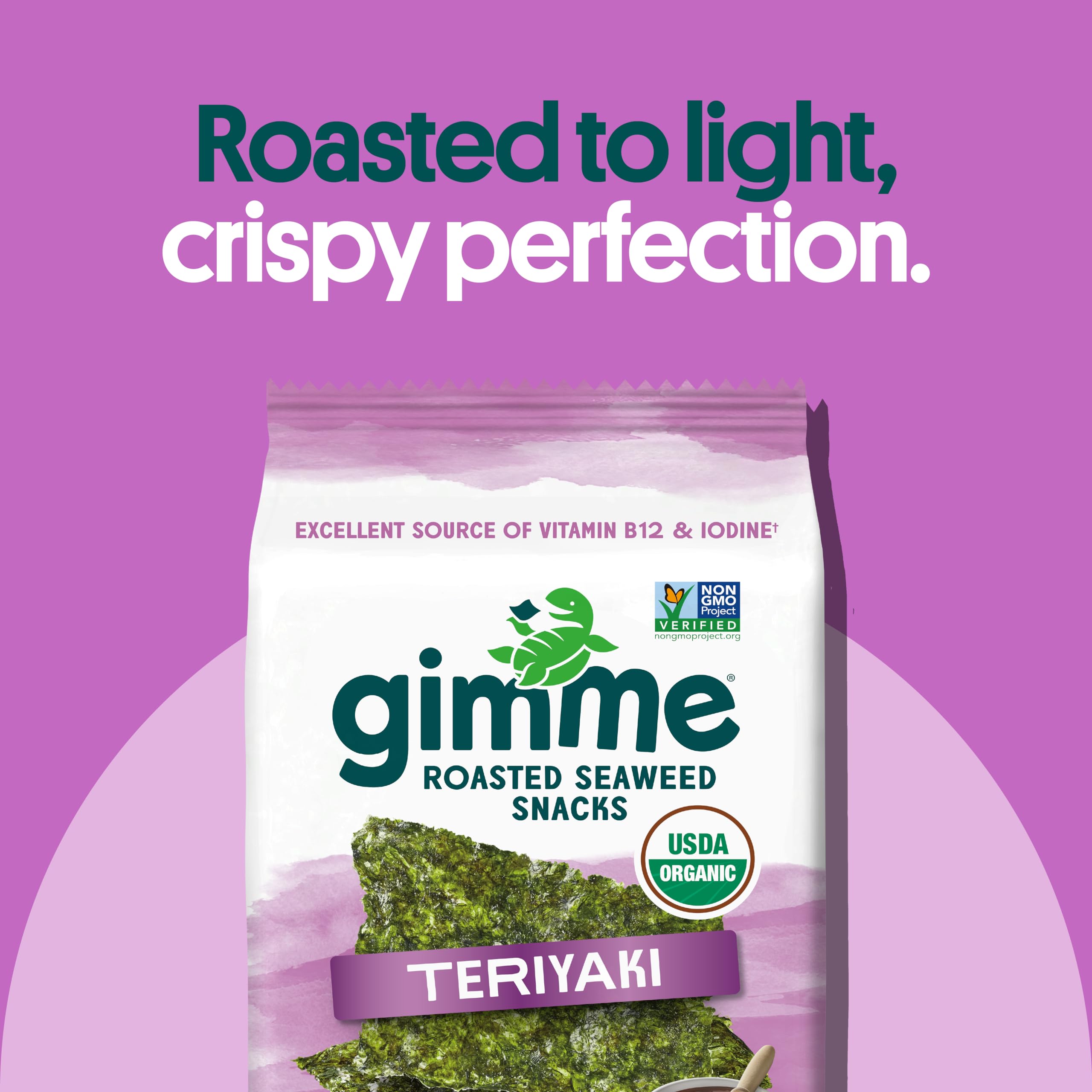 Gimme Seaweed Organic Premium Roasted Seaweed Snacks - Teriyaki Flavor, 20 Count | Keto, Vegan, Gluten-Free | Rich in Omega-3 & Iodine | Healthy On-The-Go Snack for Kids & Adults | Perfect for Lunchboxes, Office Snacking & Travel