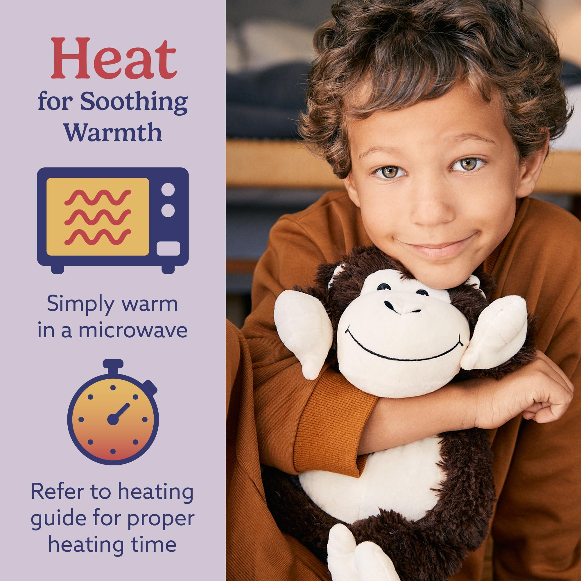 Warmies Microwavable & Weighted Stuffed Monkey Plush Toy - Soft Heating Animal for Adults & Kids - Perfect for Stress Relief, Anxiety Comfort & Sleep Aid - Ideal Gift for Boys, Girls, Babies & Toddlers (Great for Cuddling, Relaxation & Winter Warmth)