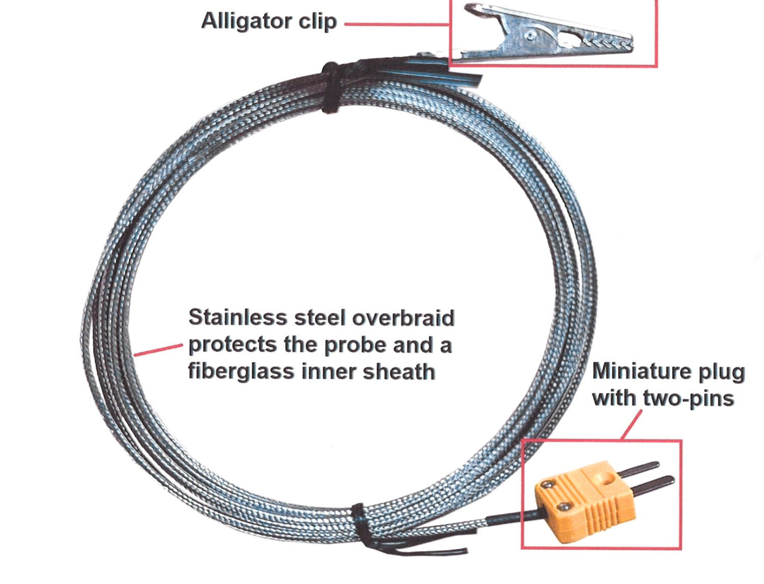 High Accuracy Type K Thermocouple Probe with Alligator Clip - Perfect for Industrial Ovens, HVAC Systems & Scientific Experiments