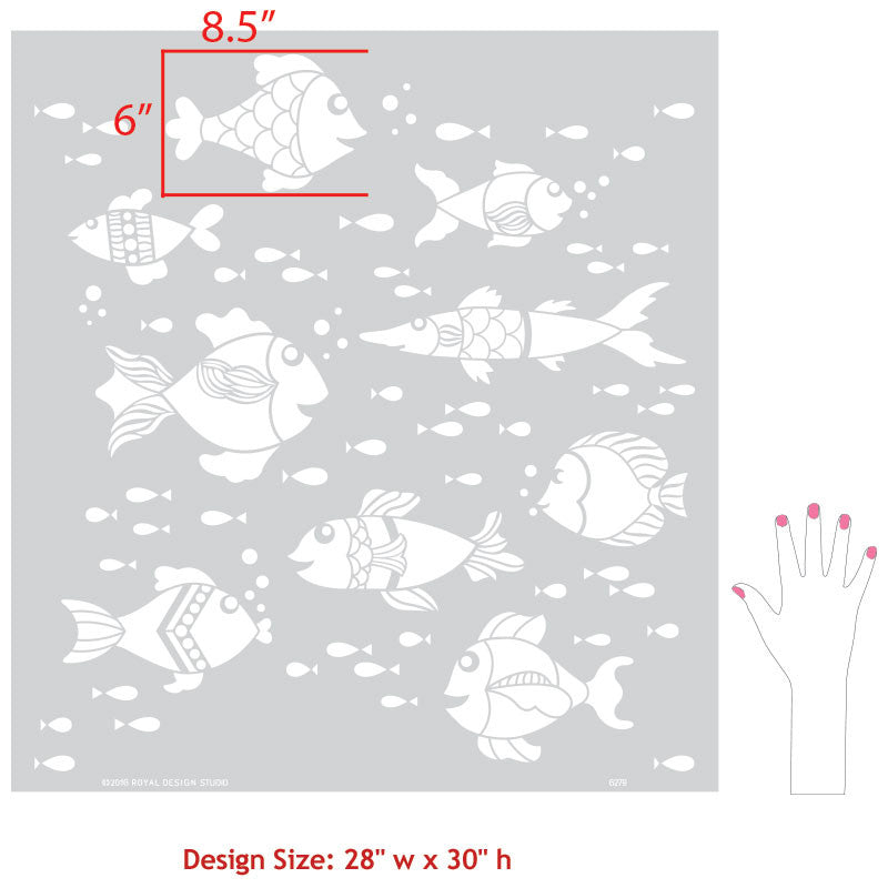Fish Tales Wall Stencil - Reusable DIY Home Decoration Template for Nursery, Bathroom & Coastal Decor | Perfect for Painting, Stenciling & Wall Art Projects