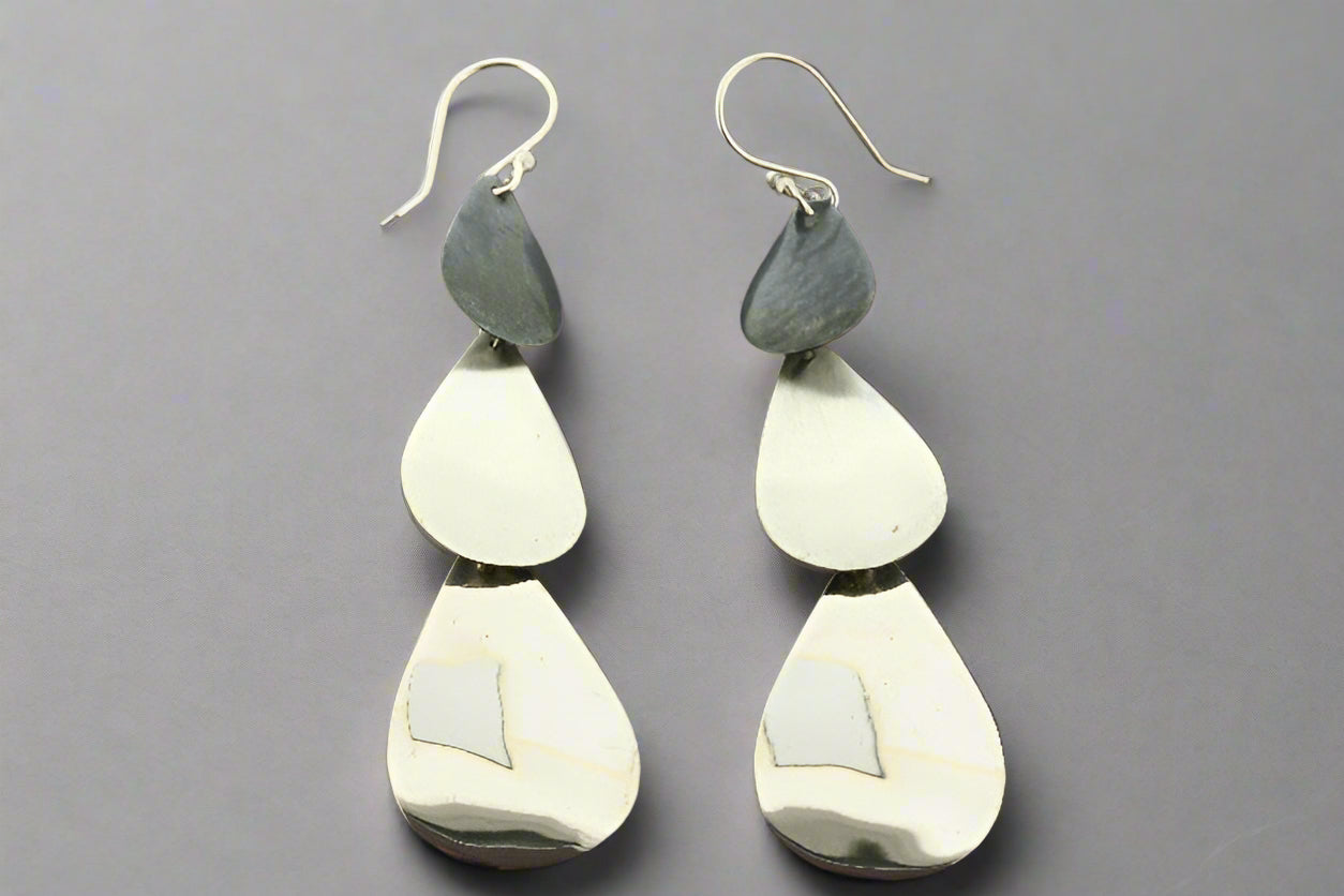 3 Textured Teardrop Earrings for Women - Sterling Silver Dangle Earrings for Casual & Formal Occasions
