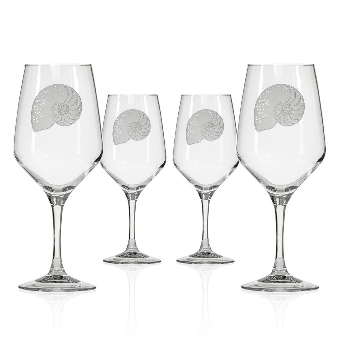 Nautilus 19.75oz All Purpose Wine Glasses Set of 4 - Stemless Drinking Glasses for Red Wine, White Wine, Cocktails, Water & Beverages - Perfect for Dinner Parties, Weddings & Home Entertaining