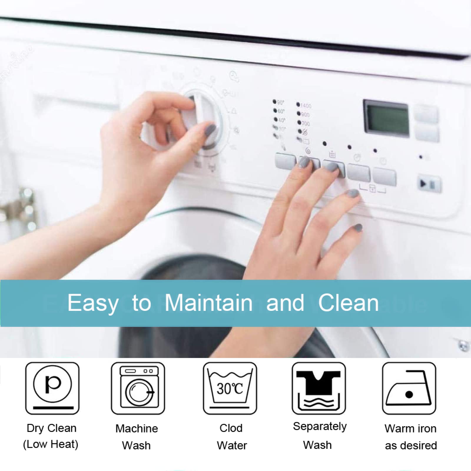 Blue 3D Printing Laundry Machine Pattern Blackout Curtains - Thermal Insulated Eyelet Window Treatments for Kids Bedroom & Laundry Room (52x84 Inches, 2 Panels) - Perfect for Nursery, Playroom & Home Decor