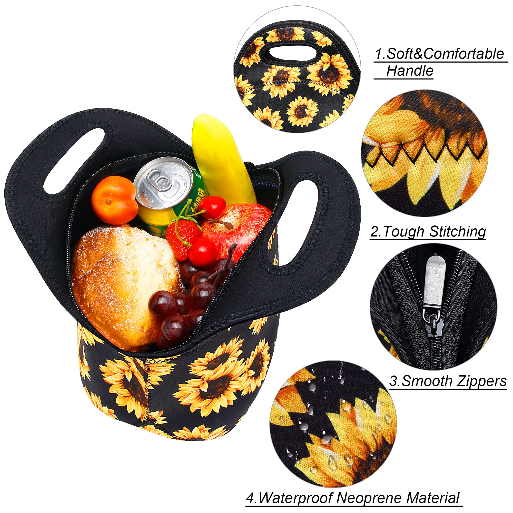 Insulated Neoprene Lunch Bag for Women & Men - Leakproof Reusable Lunch Tote with Washable Container - Perfect for Work, School, Picnic & Meal Prep | Lightweight & Durable Food Carrier