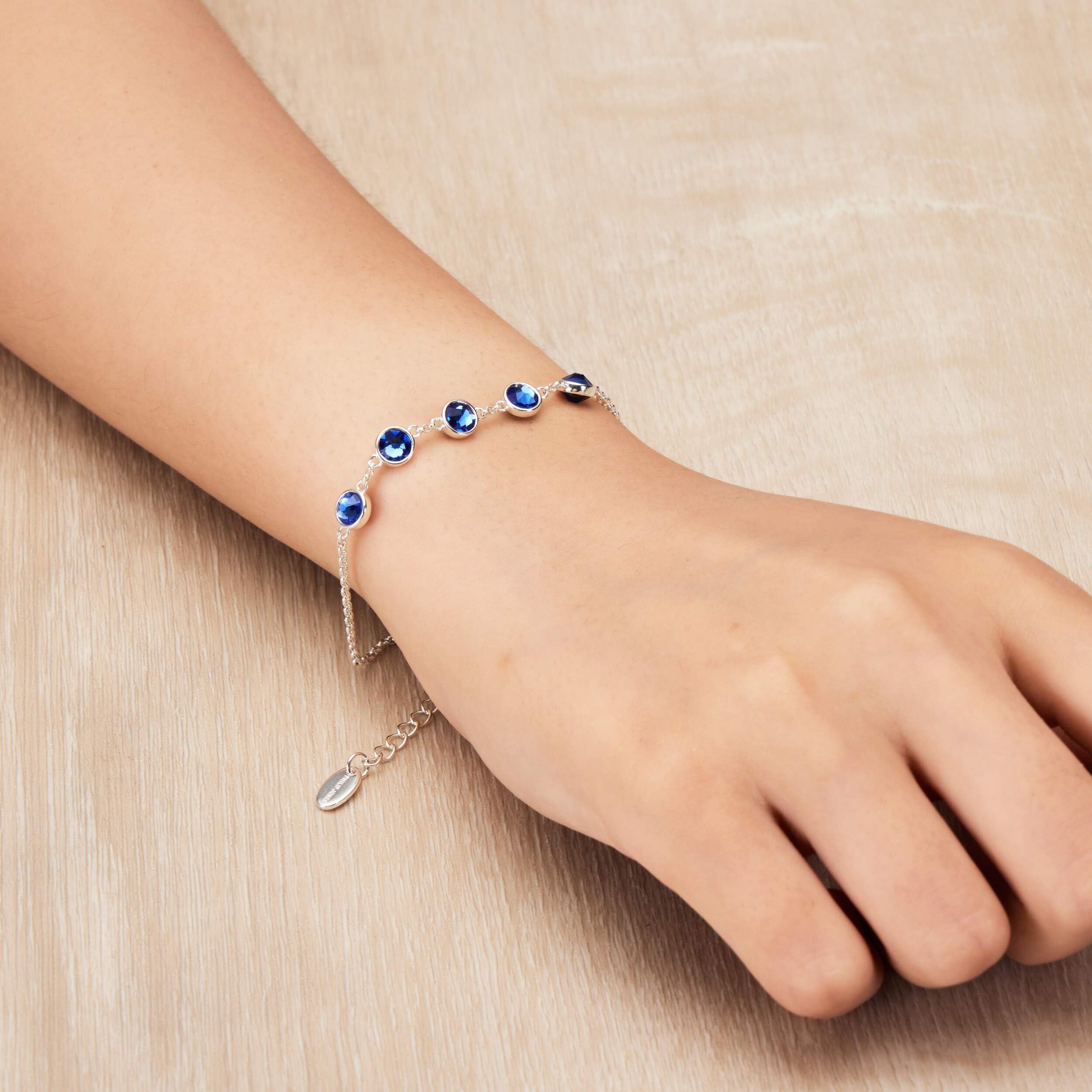 Philip Jones Zircondia Crystal Bracelet - Elegant Dark Blue for Parties & Gifts