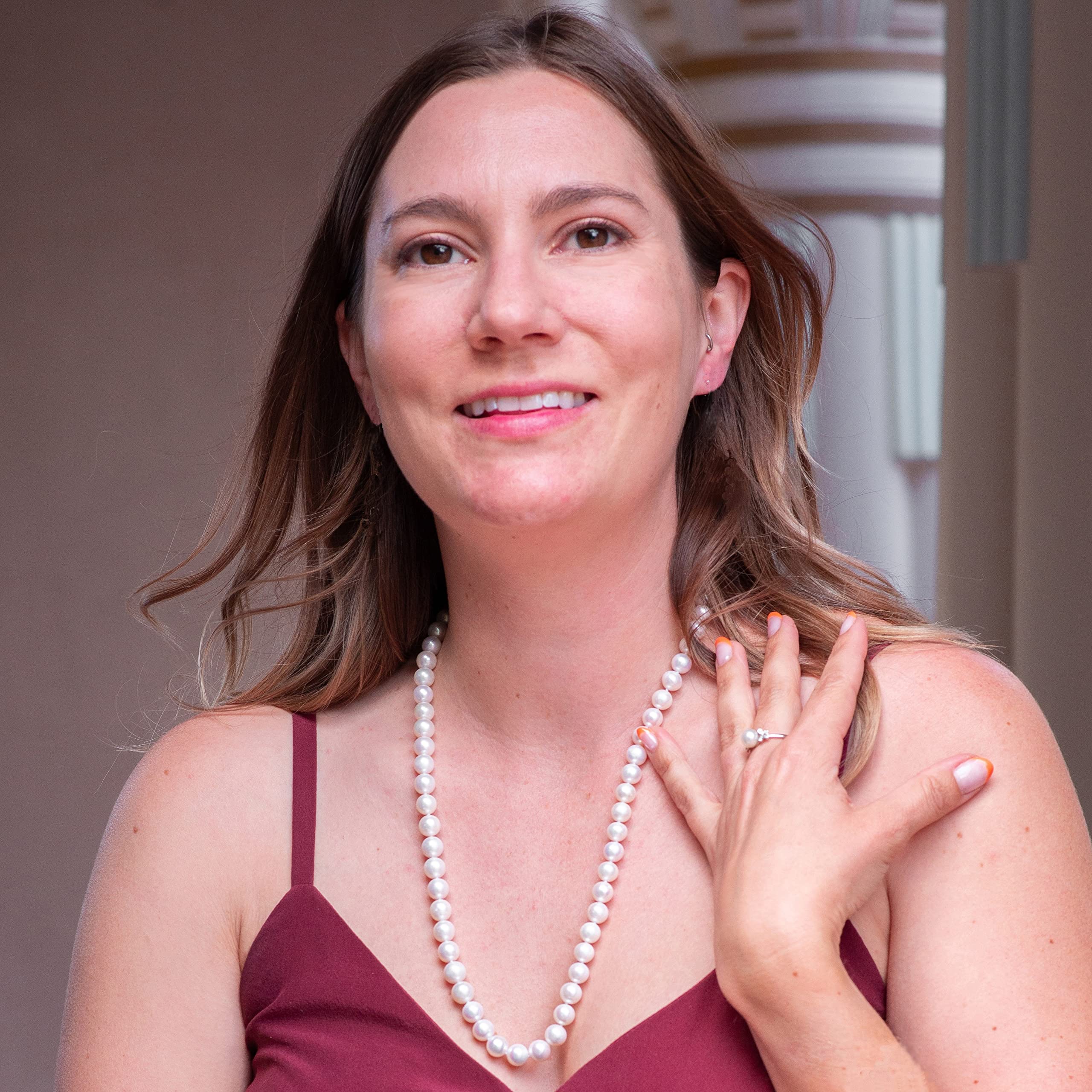 Real Pearl Necklace for Women - Cultured Freshwater Pearls in Sterling Silver for Wedding & Special Occasions