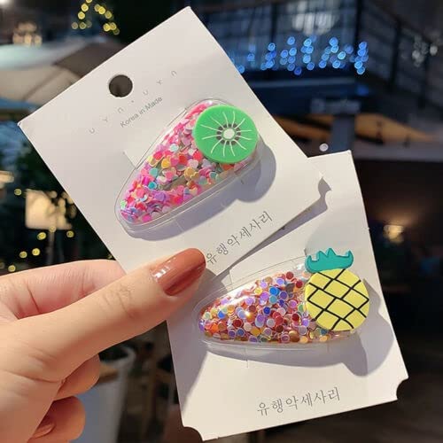 KIYAN 5PCS Women's Fruit Sequin Hair Clips Snap Barrettes Hairpins - Cute Hair Accessories for Girls, Women, Parties & Everyday Wear