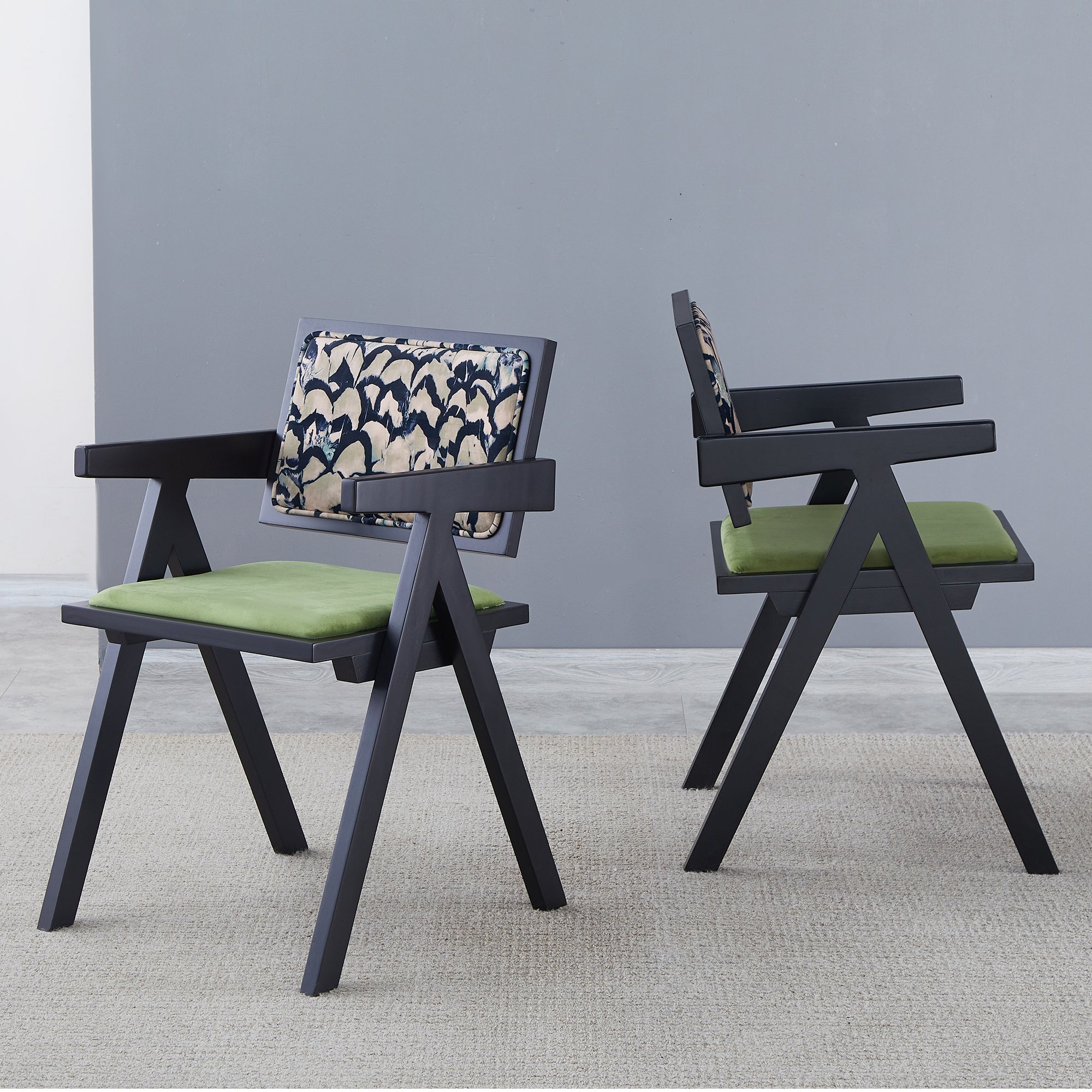 Solid Wood Dining Chairs with Armrests - Natural Rubber Wood & Rattan Woven Design for Kitchen, Dining Room, or Outdoor Patio