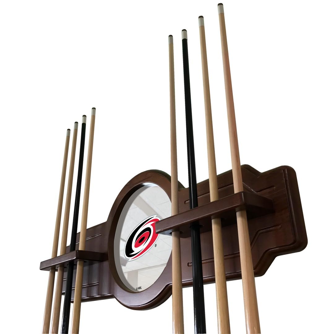 Carolina Hurricanes Cue Rack - Navajo Finish Pool Cue Holder by Holland Bar Stool - Perfect for Billiards Room, Game Room, and Sports Bar Decor