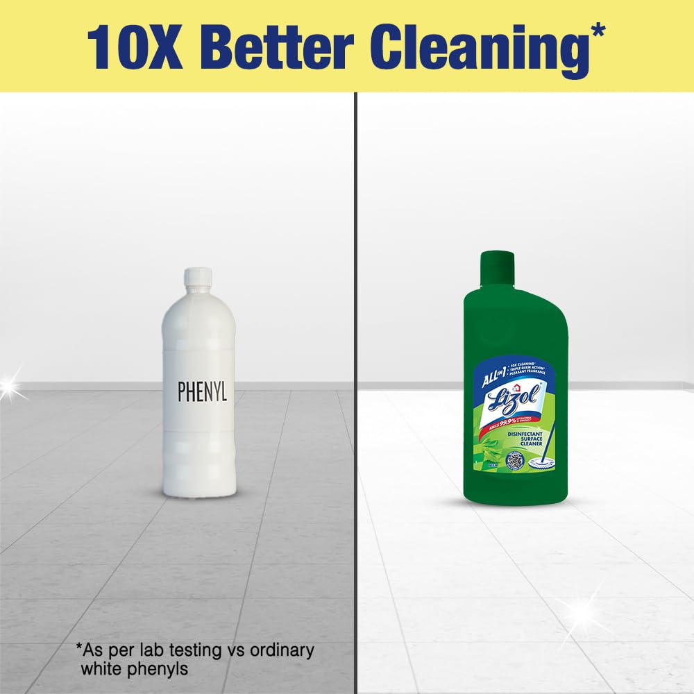 Lizol Disinfectant Surface & Floor Cleaner Liquid with Neem Extract - 500ml | Kills 99.9% Germs & Bacteria | All-Purpose Floor Mop Cleaner | Safe for Tile, Wood & Marble Floors | Ideal for Homes, Hospitals & Offices | India's #1 Disinfectant Cleaner