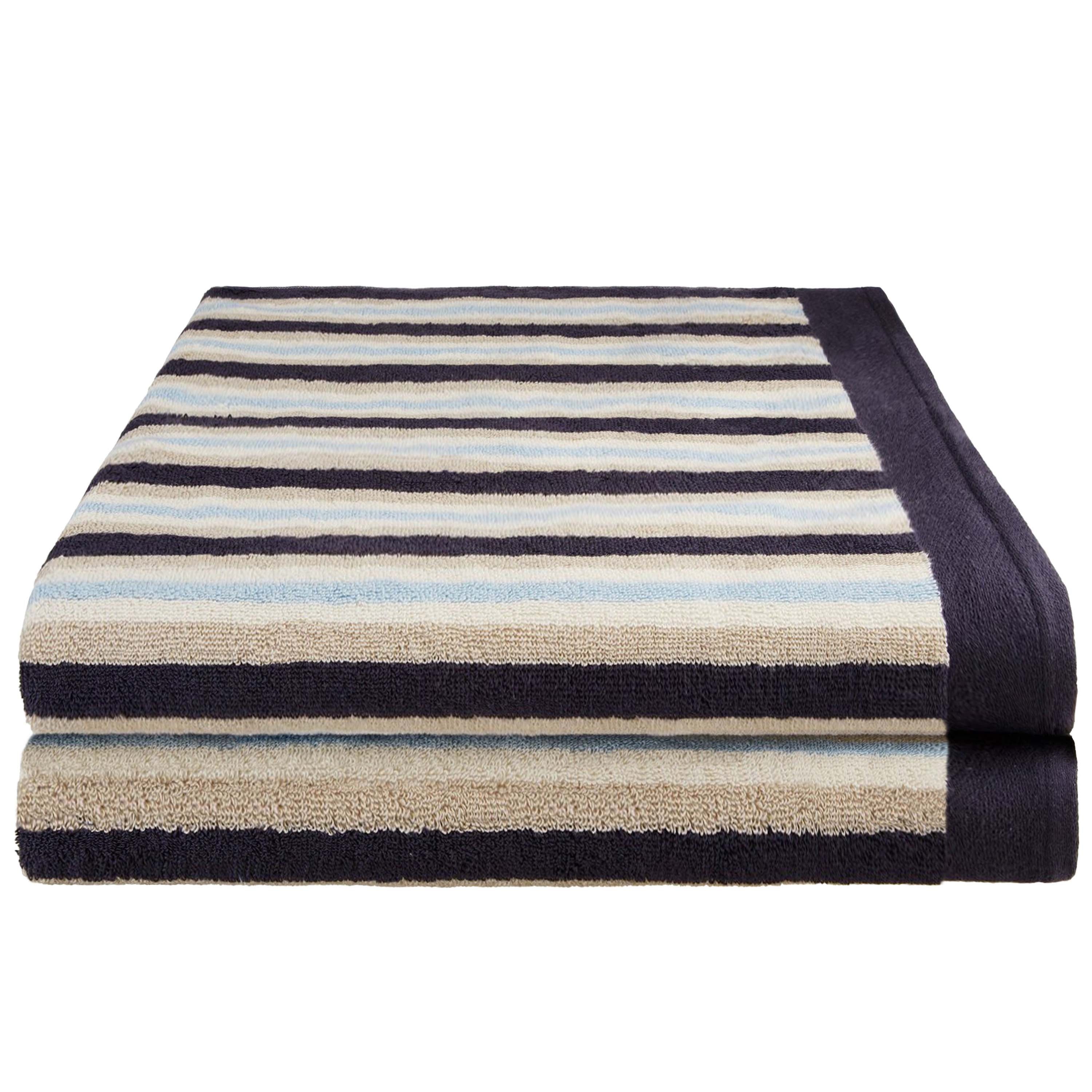 Premium Cotton Striped 2-Piece Bath Sheet Set - Super Soft & Absorbent Towels for Spa, Bathroom & Beach Use