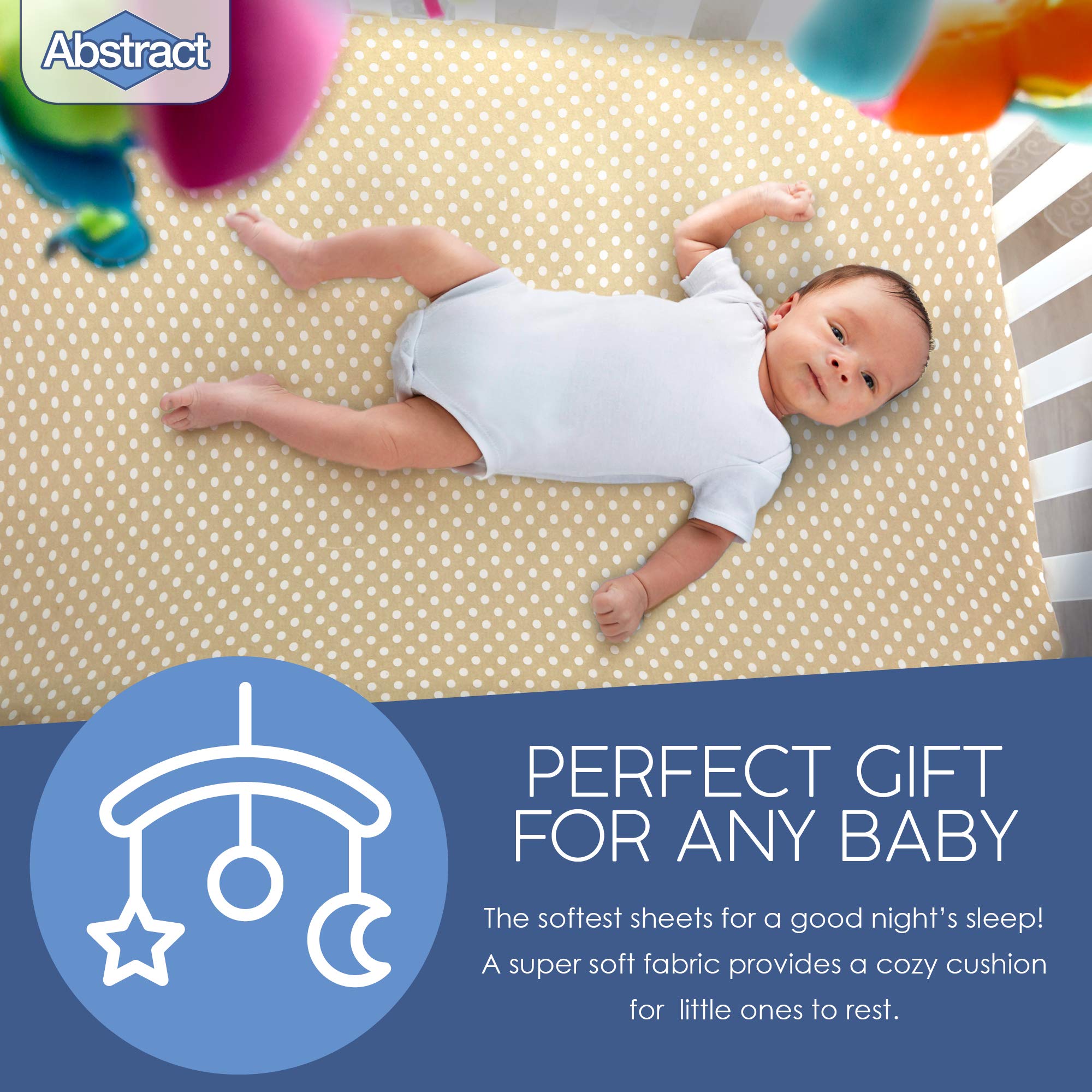 Abstract Mini Crib Cotton Fitted Sheets - Ultra Soft Pack n Play Sheets for Boys & Girls - Universal 24