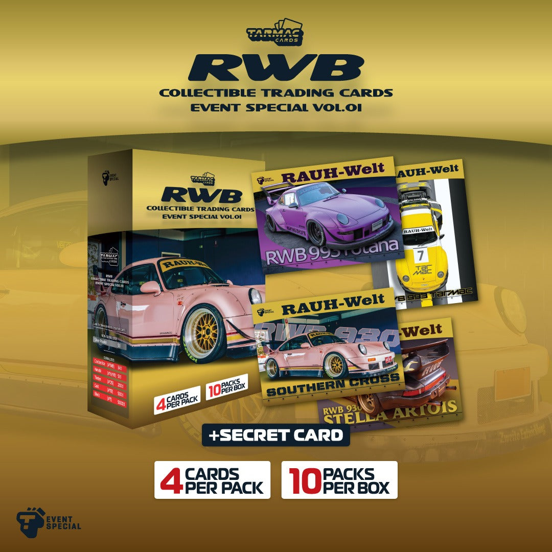 Tarmac Cards Event Special Pack RWB Vol.01 - Premium Collectible Trading Cards for Car Enthusiasts - Perfect for Gifts, Collections, and Racing Events
