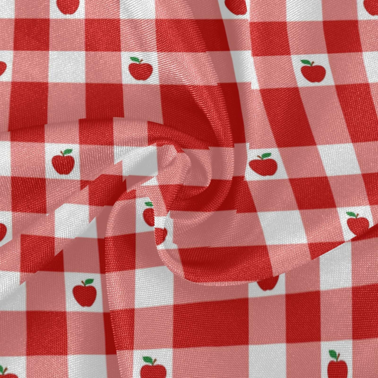 Red Apples Buffalo Plaid Round Tablecloth - 60 Inch Washable Polyester Table Cover for Kitchen, Party, Picnic & Dining Decor | Fresh Fruits Check Circular Tabletop Runner | Perfect for Holiday Gatherings, Farmhouse Decor & Outdoor Events