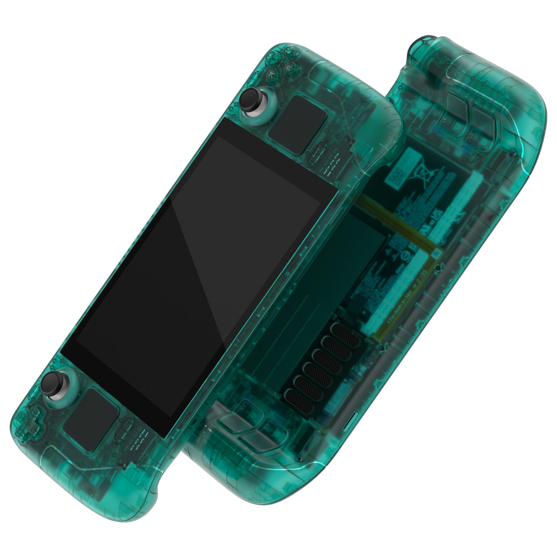 eXtremeRate Custom Full Set Shell with Buttons for Steam Deck LCD - Clear Emerald Green Replacement Case | Gaming Accessories for Steam Deck LCD Model | Perfect for Gaming Enthusiasts & Customization Lovers
