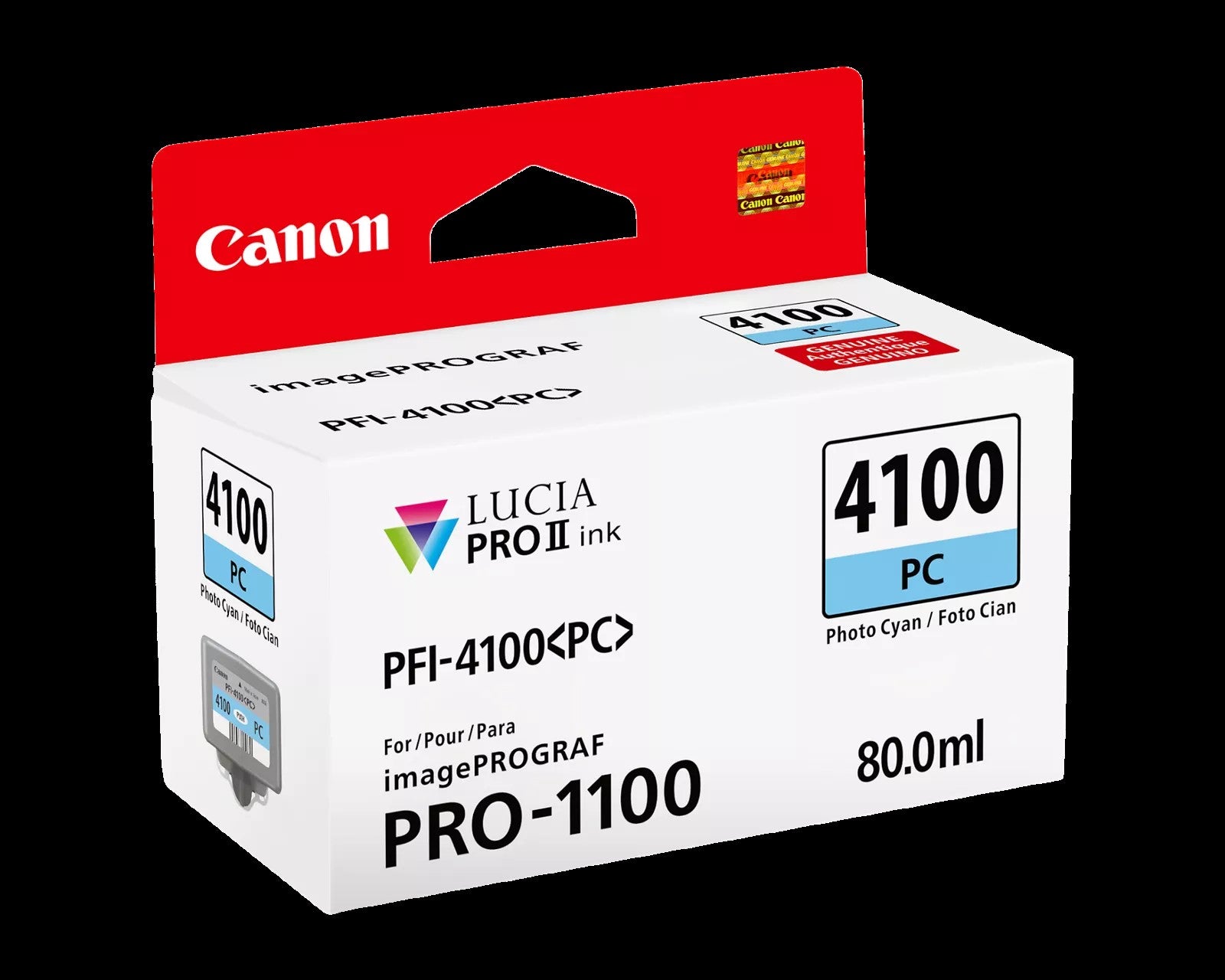 Canon PFI 4100 Photo Cyan Pigment Ink Tank (80mL) - High-Quality Ink for Canon Printers | Perfect for Photo Printing, Art Projects & Professional Use
