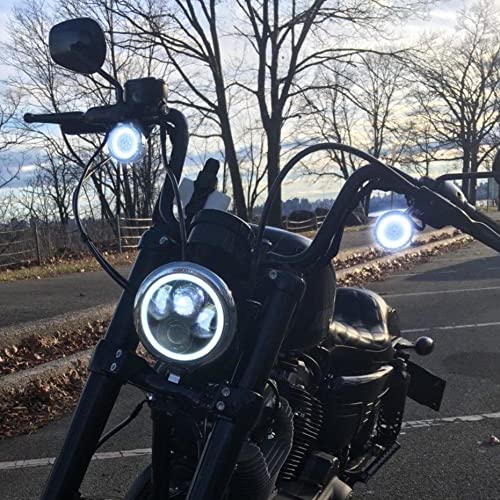 Eagle Lights 8748TS-C 2 Inch Front LED Turn Signals with White Halo Running Lights for Harley Davidson Motorcycles - Gen I 1157 Base, Clear Lenses | Enhanced Visibility & Style for Night Riding & Custom Bike Builds