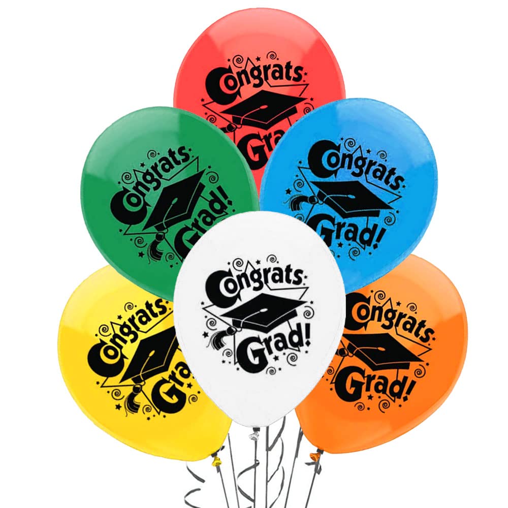Premium PMU Graduation Balloons - 12-Pack All-Over Print Black Grad Cap Latex Balloons for Graduation Party Decorations | Perfect for College, High School & University Graduation Celebrations, Commencement Decor & Grad Party Supplies