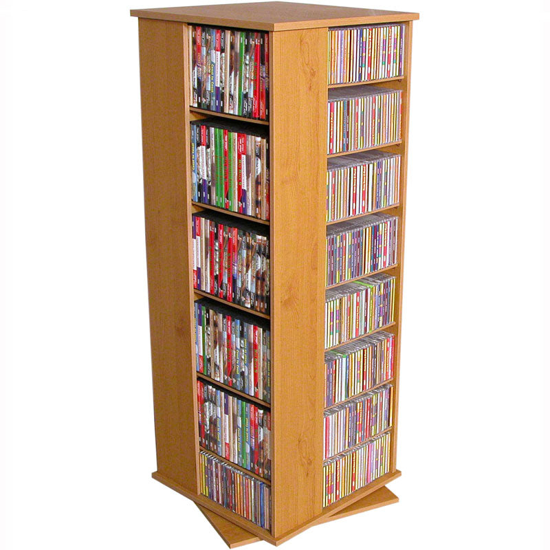 Revolving High Capacity Media Rack - 360° Rotating DVD/CD/Blu-ray Storage Organizer for Home Theater & Office Use